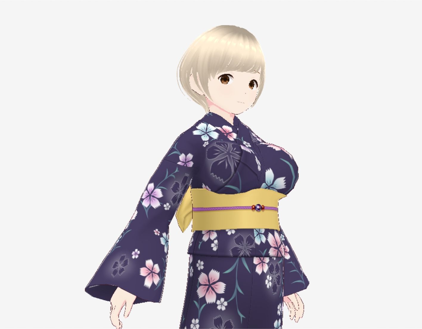 ショートヘアの浴衣のお姉さん（セリフなし  3DCGモデル  イラスト集） サンプル4ページ目