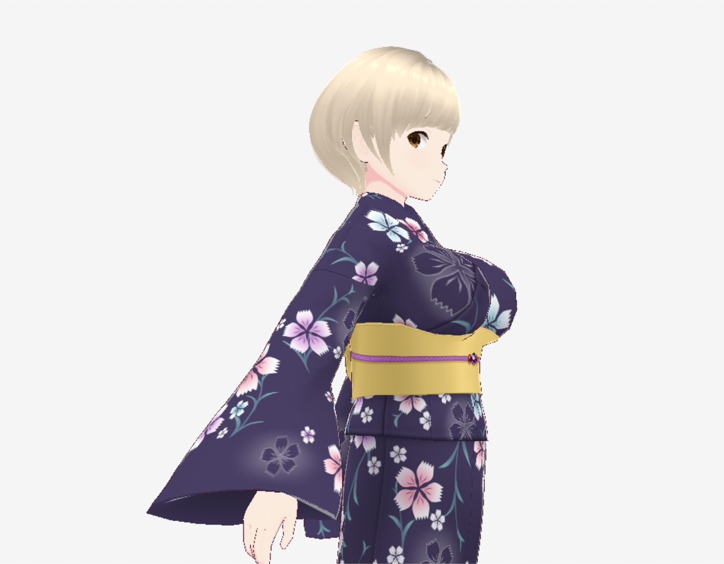 ショートヘアの浴衣のお姉さん（セリフなし  3DCGモデル  イラスト集） サンプル5ページ目