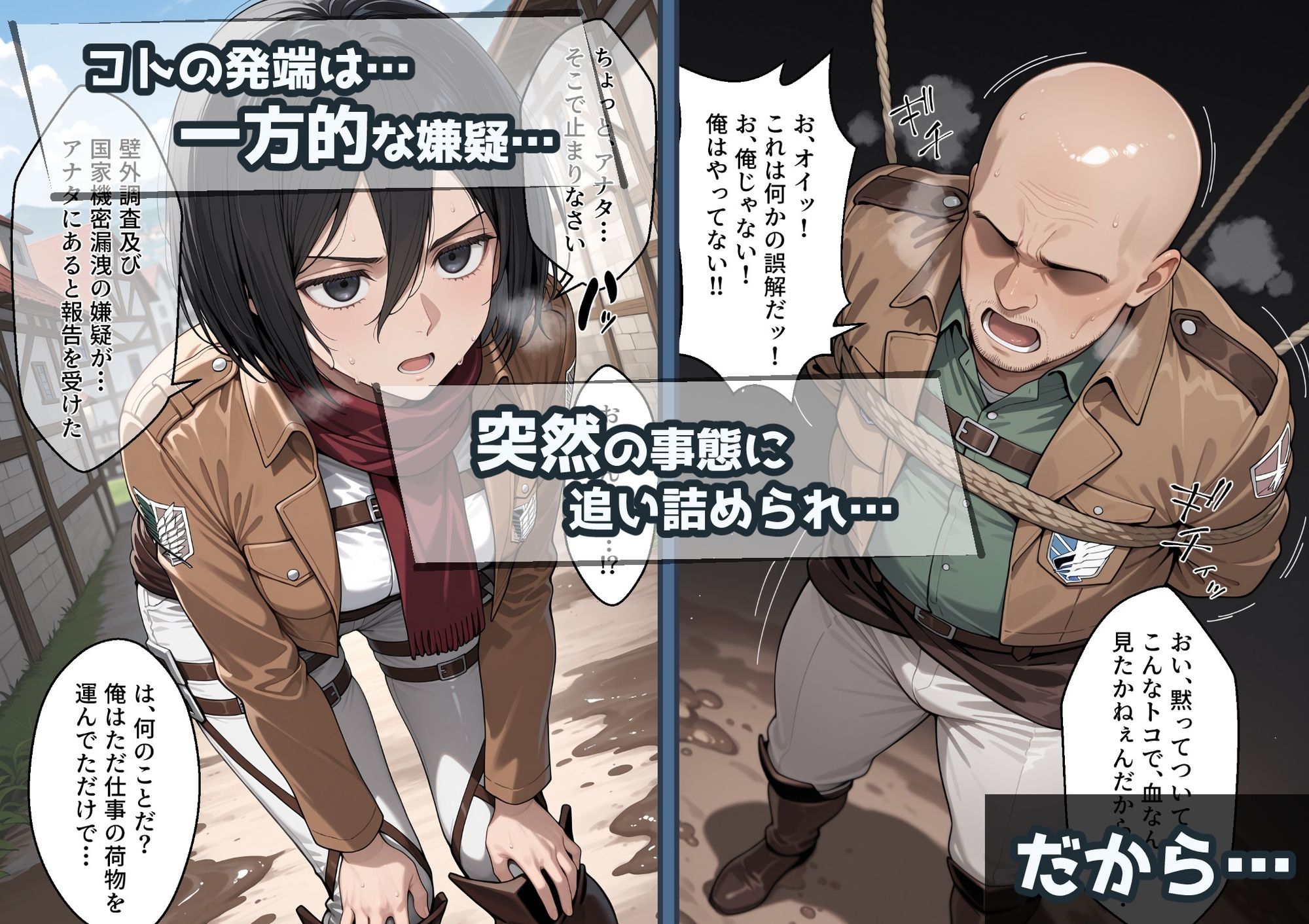 冴えないおじをザマァwしたら 拉致られてメス奴●にされました【進撃〇巨人 ミカサ・アッカーマン編】 サンプル2ページ目