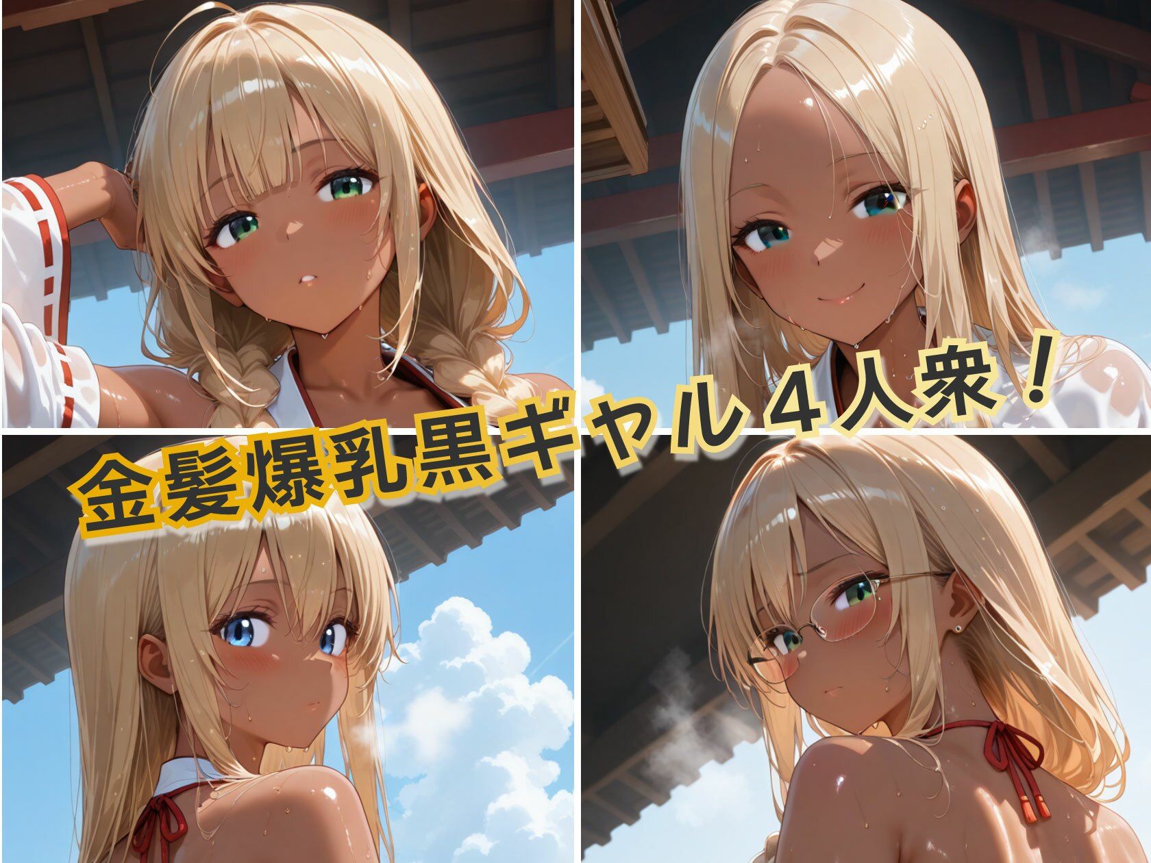 金髪黒ギャルエロ巫女ぬるぬる祓い祭り サンプル1ページ目