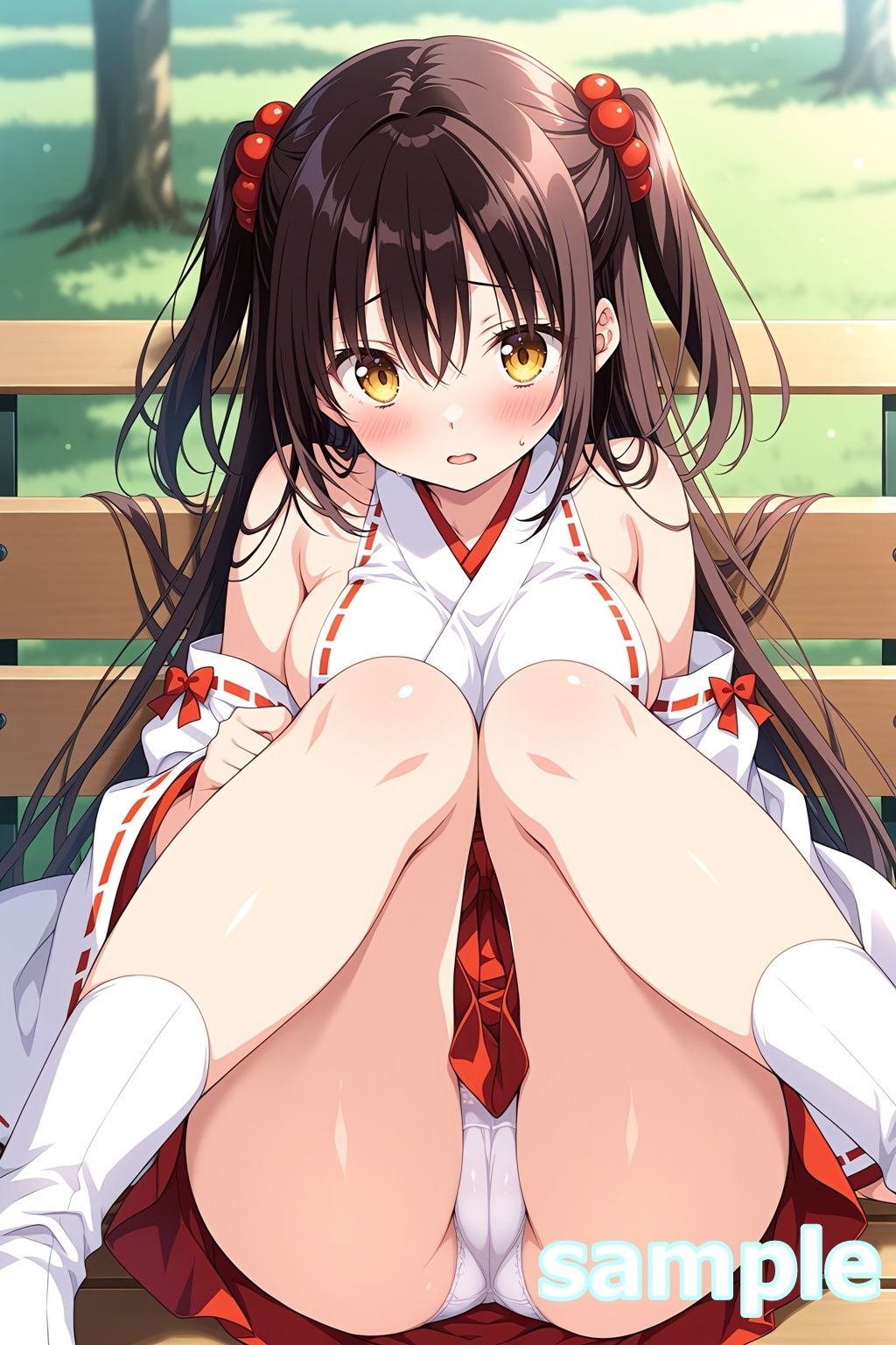 おパンツ拝見イラスト集 〜ミニスカ巫女さん編〜 サンプル1ページ目