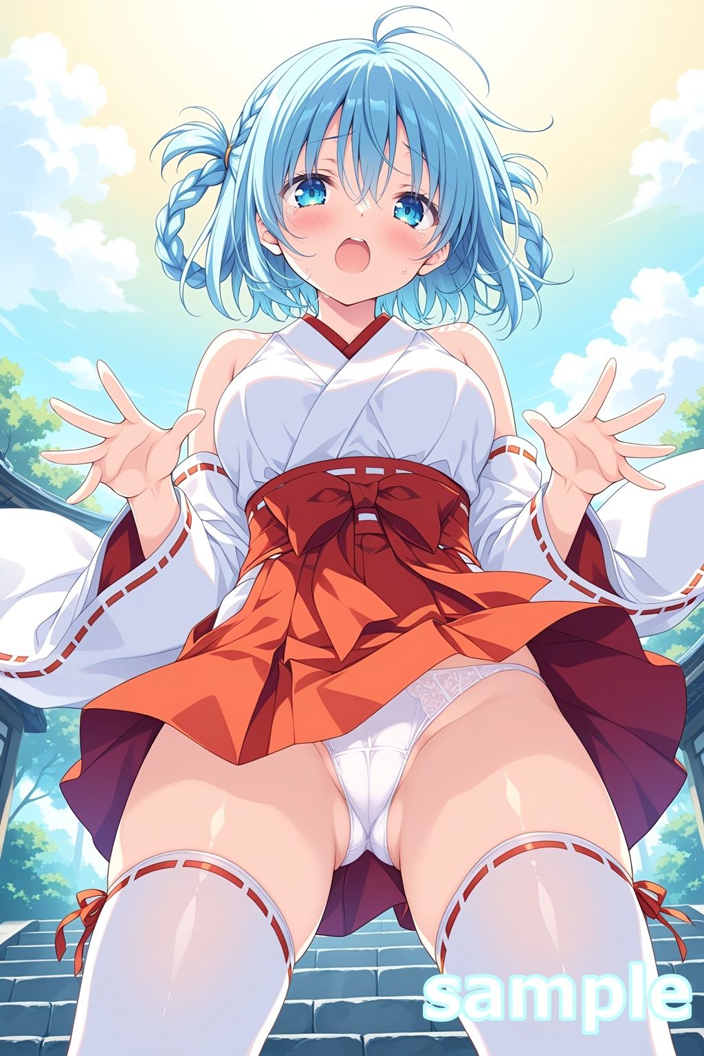 おパンツ拝見イラスト集 〜ミニスカ巫女さん編〜 サンプル2ページ目
