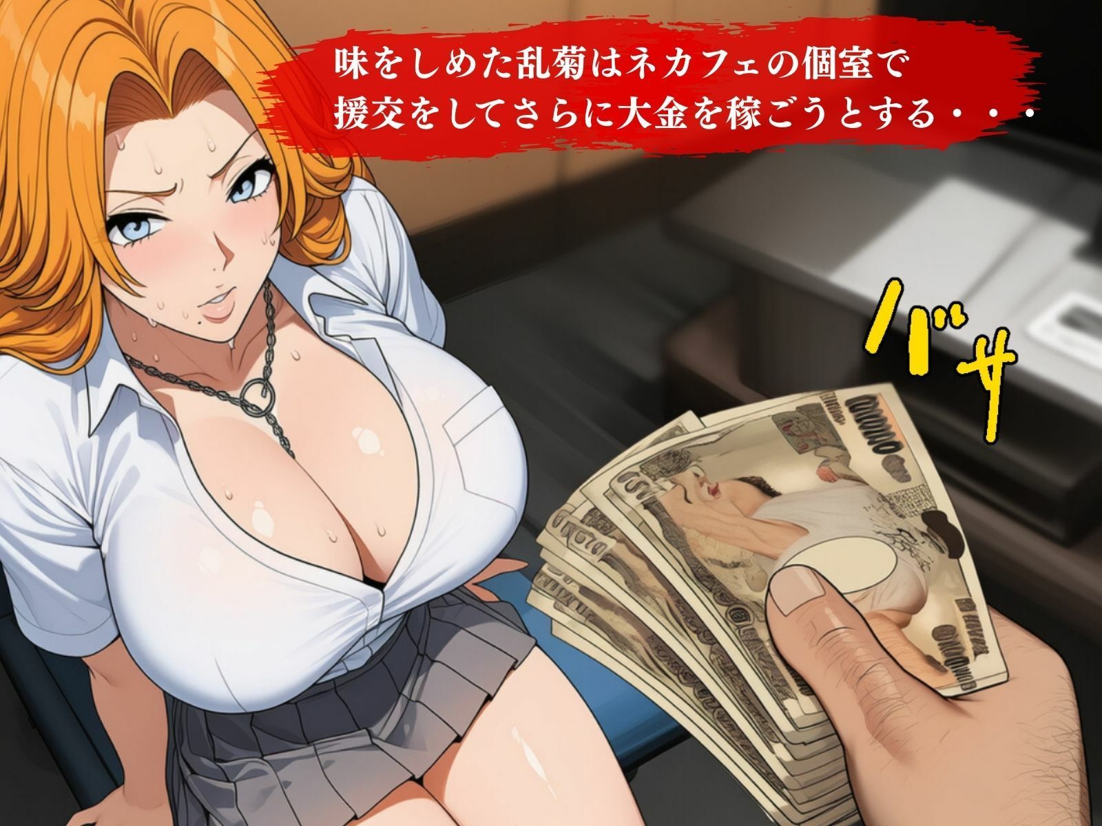 金欠爆乳JK乱菊、パパ活でおっさんのちんぽを抜きまくり精液便所になりな下がる・・・・！口もまんこも肛門も、お金のためなら捧げます！ サンプル4ページ目