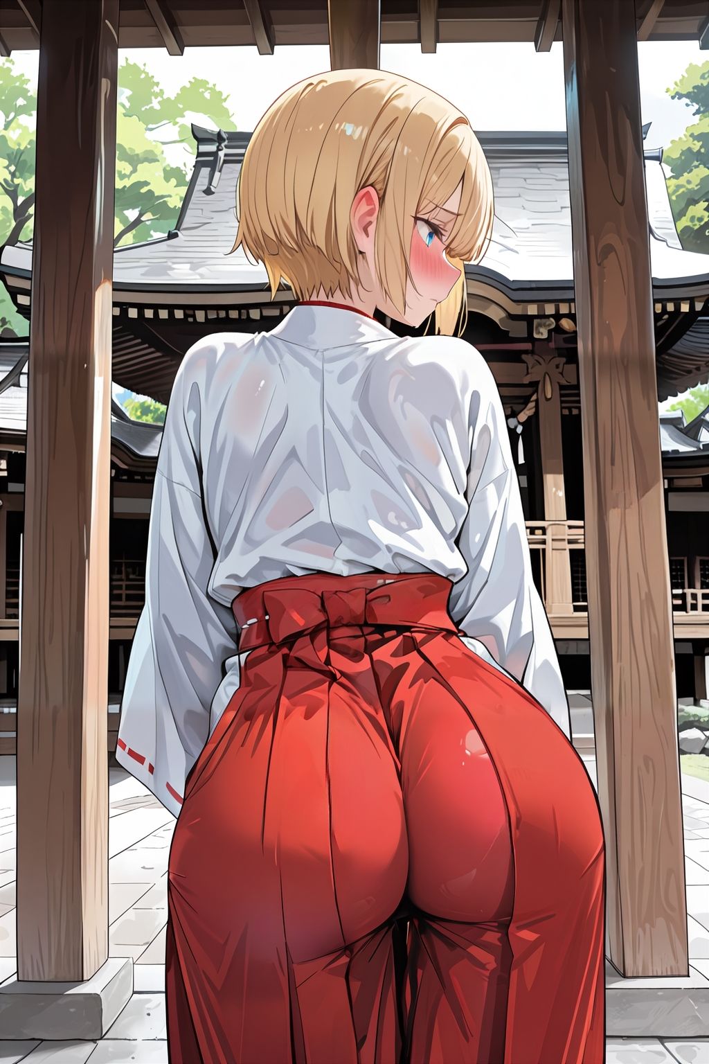 金髪ショートの巫女さん サンプル1ページ目