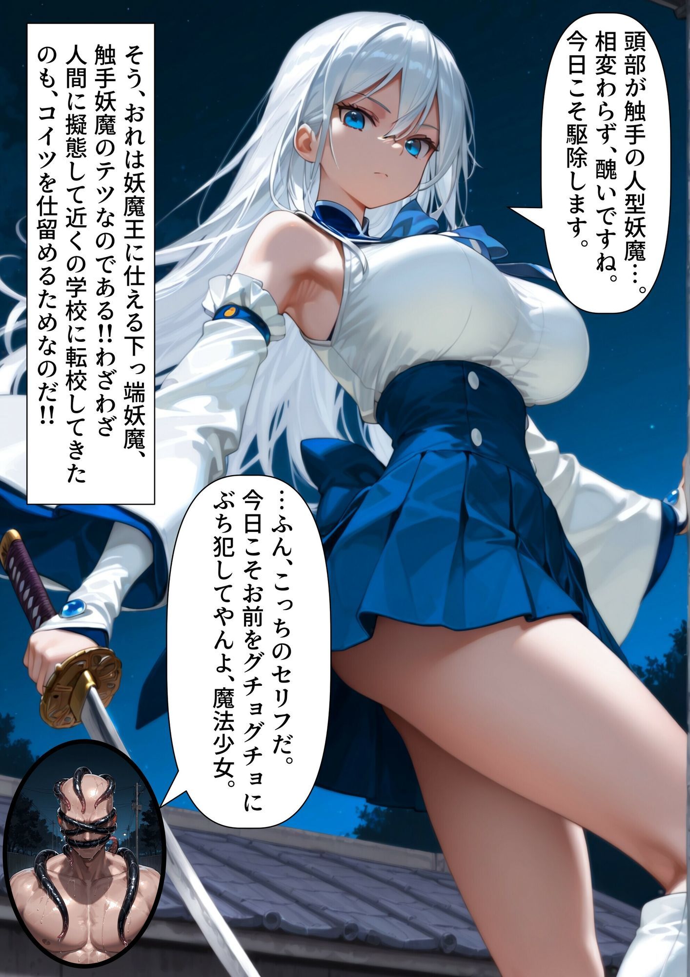 【寄生】触手怪人が魔法少女を乗っ取って闇落ちしたけど、魔法少女の正体は変身した彼女だった！？ サンプル4ページ目
