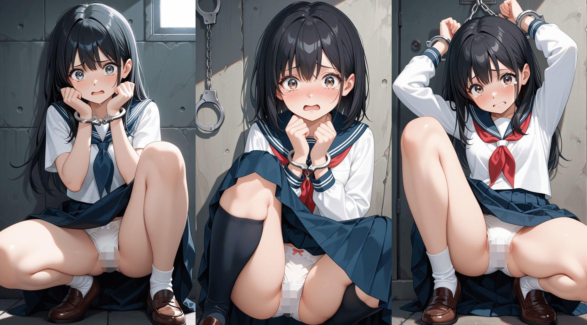 JK・J◯の手錠しゃがみパンチラ・脅迫に涙 サンプル8ページ目