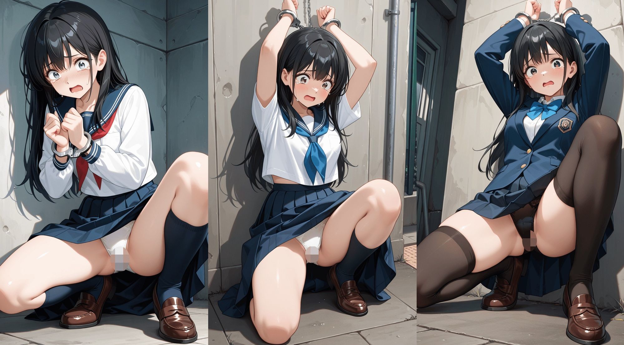 JK・J◯の手錠しゃがみパンチラ・脅迫に涙 サンプル9ページ目