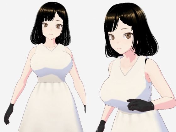 白ワンピースを着たお姉さん（セリフなし  3DCGモデル  イラスト集）
