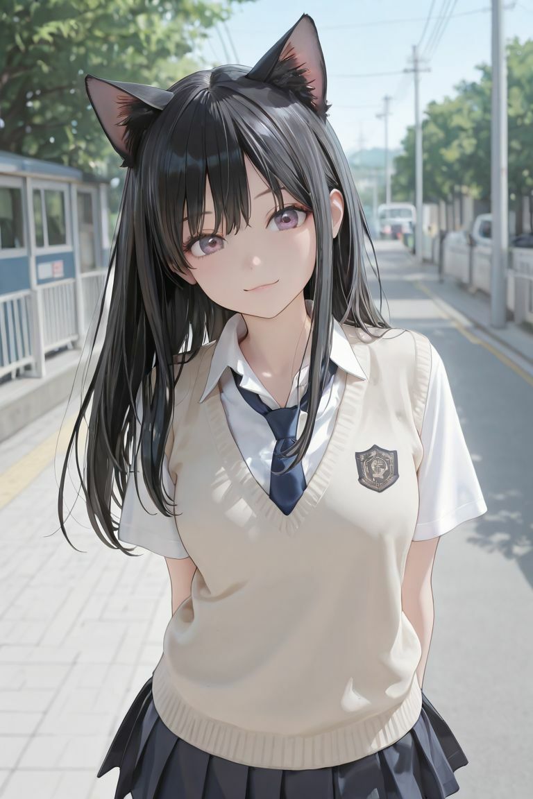 猫耳JKの通学路 サンプル2ページ目