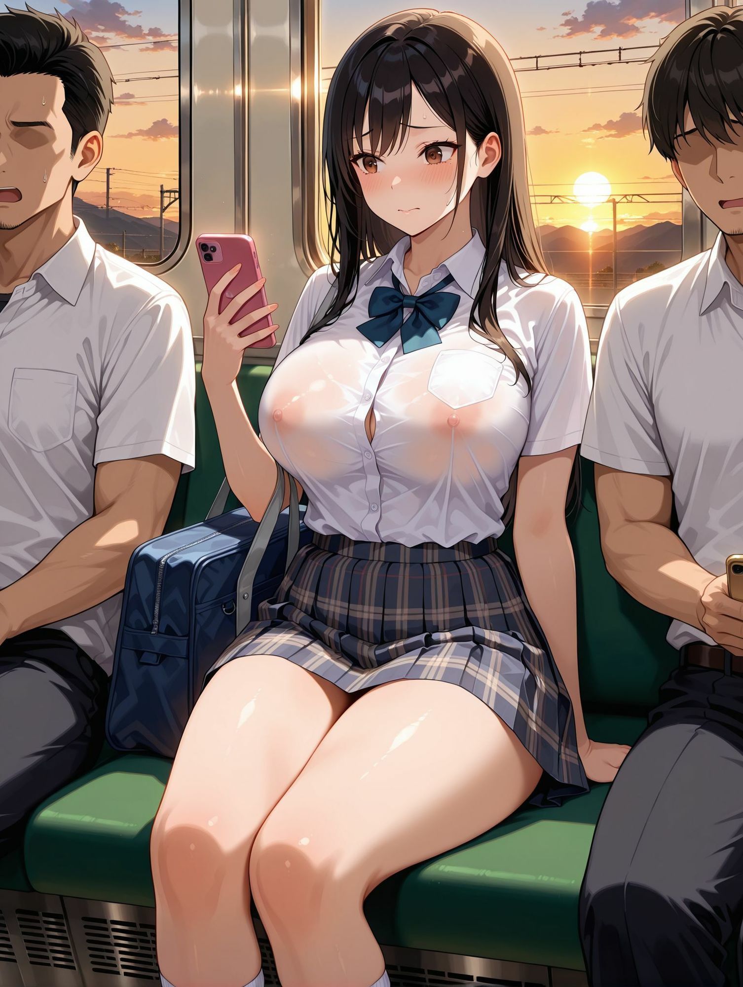 快楽堕ち-痴●列車でキモおじの肉便器にされる？！！-【擬音付き】 サンプル1ページ目