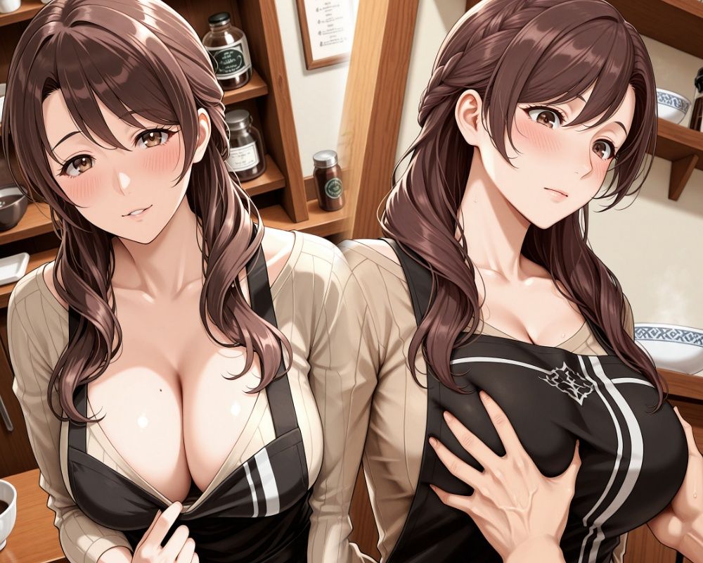喫茶店店員の人妻と濃厚着衣セックス サンプル1ページ目