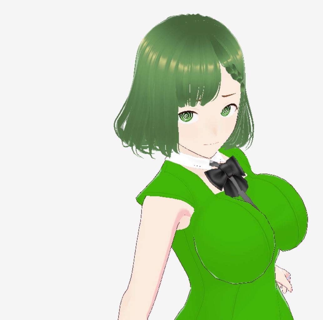 緑色の髪の毛と洋服を着たお姉さん（セリフなし  3DCGモデル  イラスト集） サンプル1ページ目