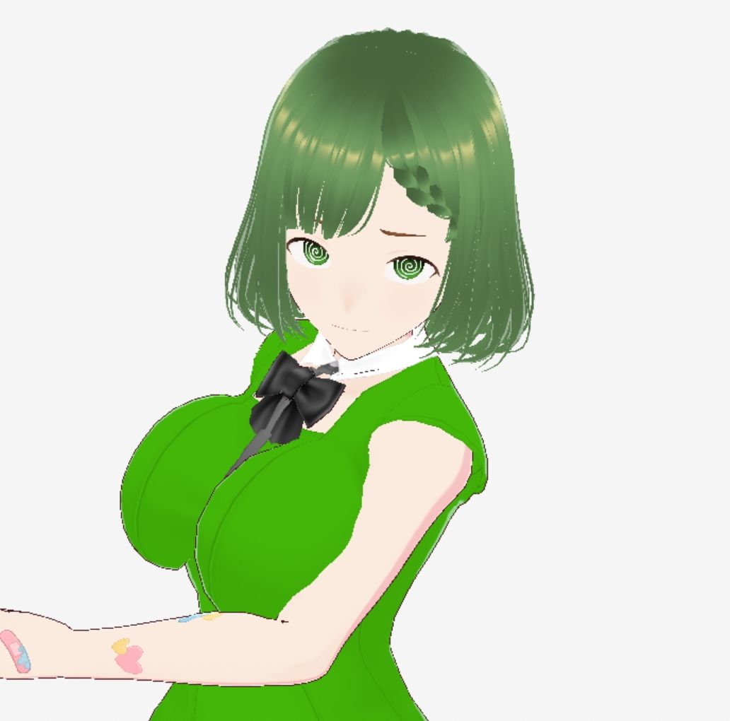 緑色の髪の毛と洋服を着たお姉さん（セリフなし  3DCGモデル  イラスト集） サンプル2ページ目