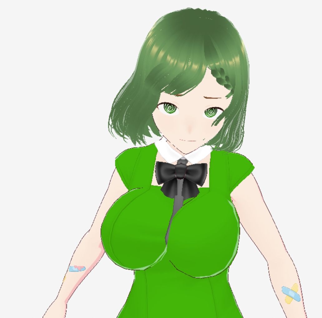 緑色の髪の毛と洋服を着たお姉さん（セリフなし  3DCGモデル  イラスト集） サンプル3ページ目