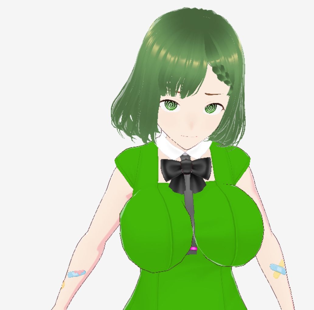 緑色の髪の毛と洋服を着たお姉さん（セリフなし  3DCGモデル  イラスト集） サンプル5ページ目