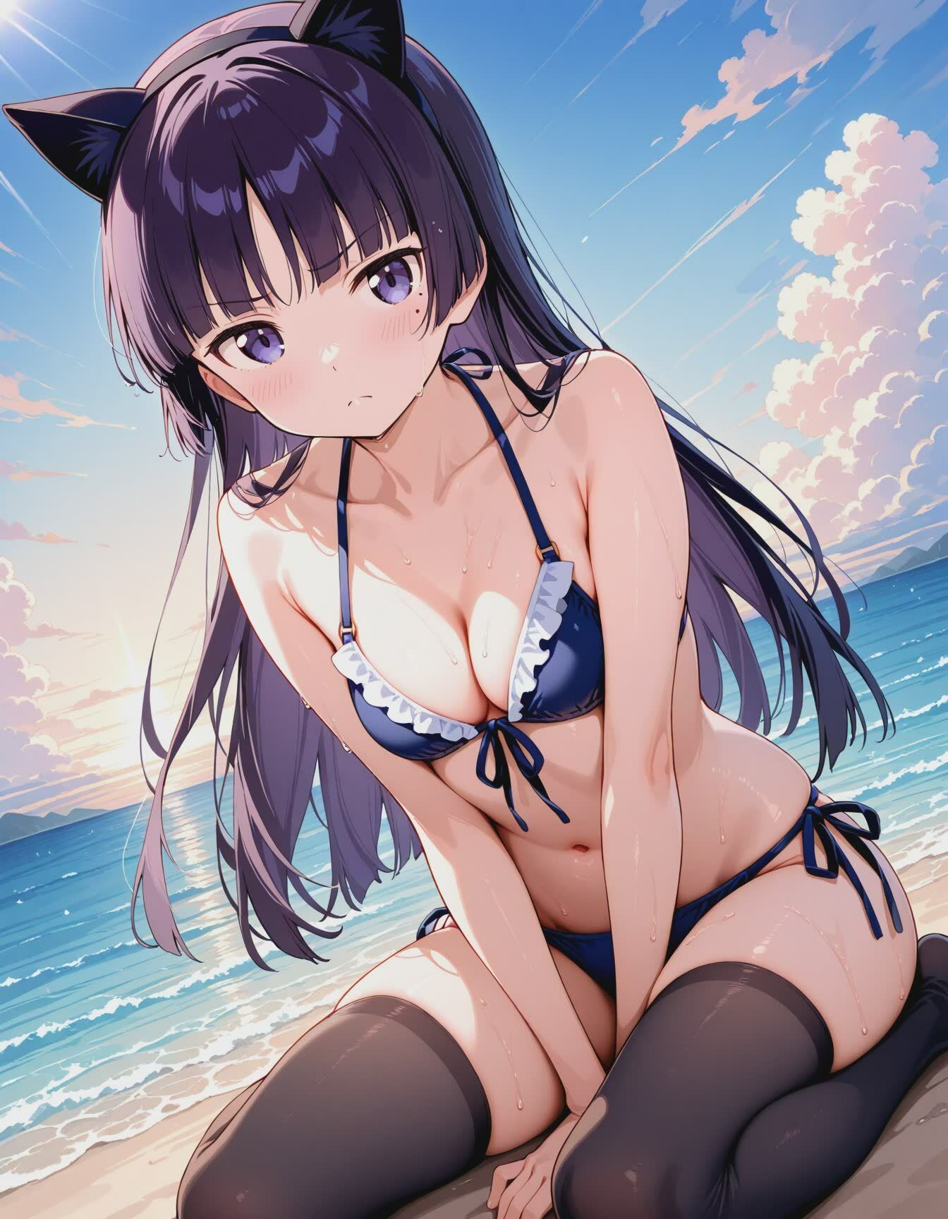 黒猫と、いっぱいエッチなじかん サンプル2ページ目