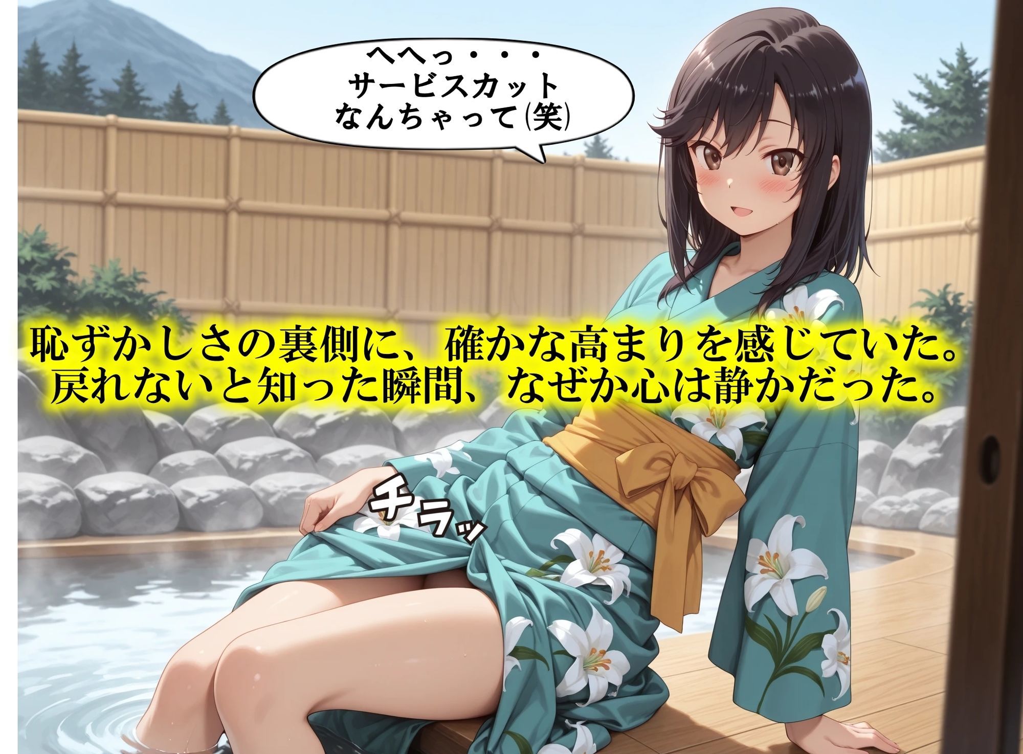 AIイラストCG集124 おもてなし亭 Vol.2  蛍小町（セリフ・擬音付きイラスト集） サンプル3ページ目