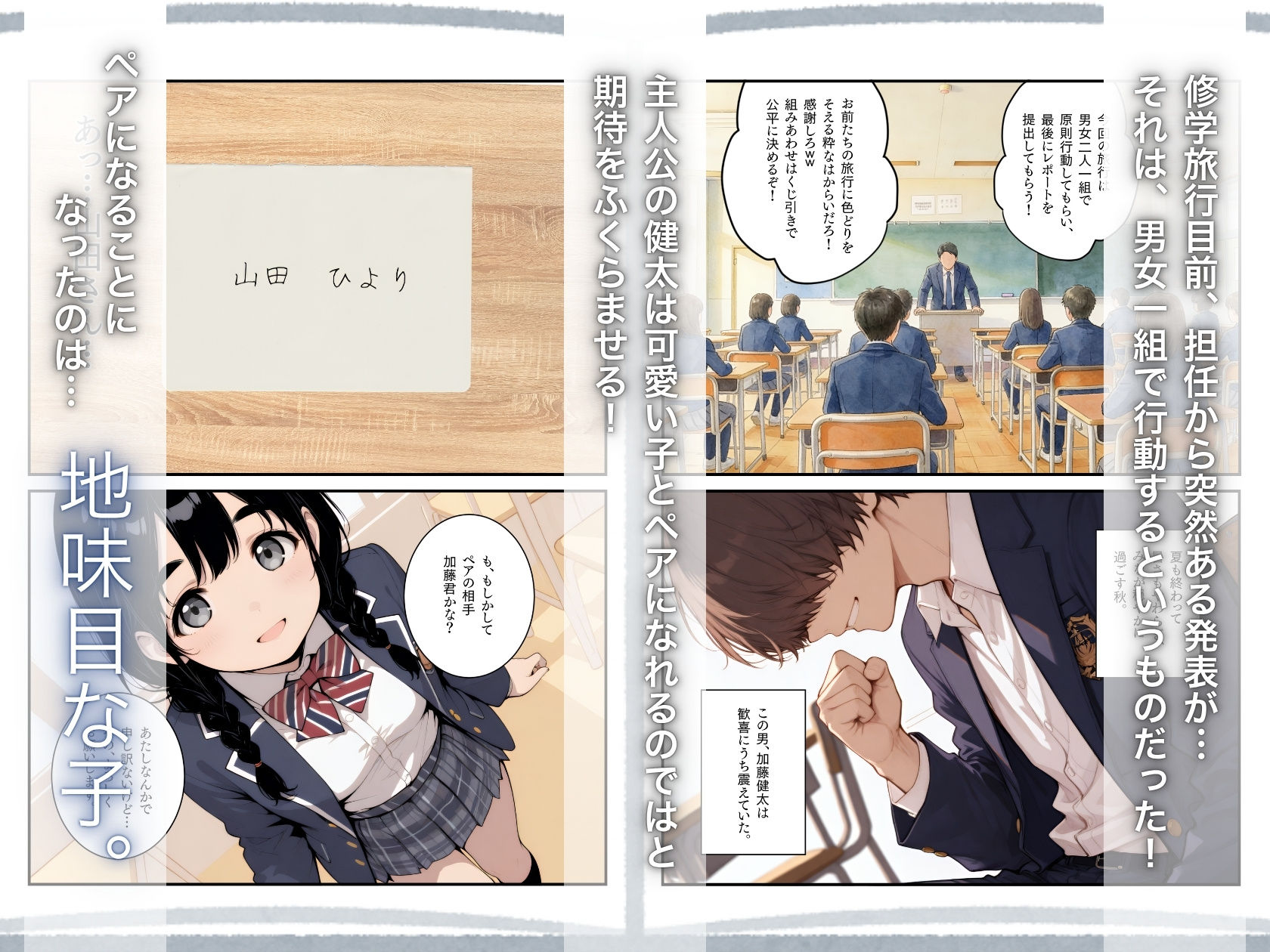 修学旅行3―最初は気にも留めなかった地味な子に、いつの間にか惹かれていた話。 サンプル1ページ目