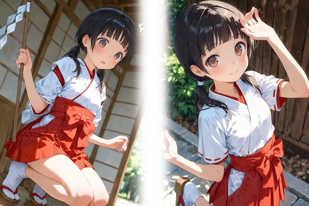 透明感のある小柄な巫女少女を集団で囲んで大量顔射連続中出し サンプル2ページ目
