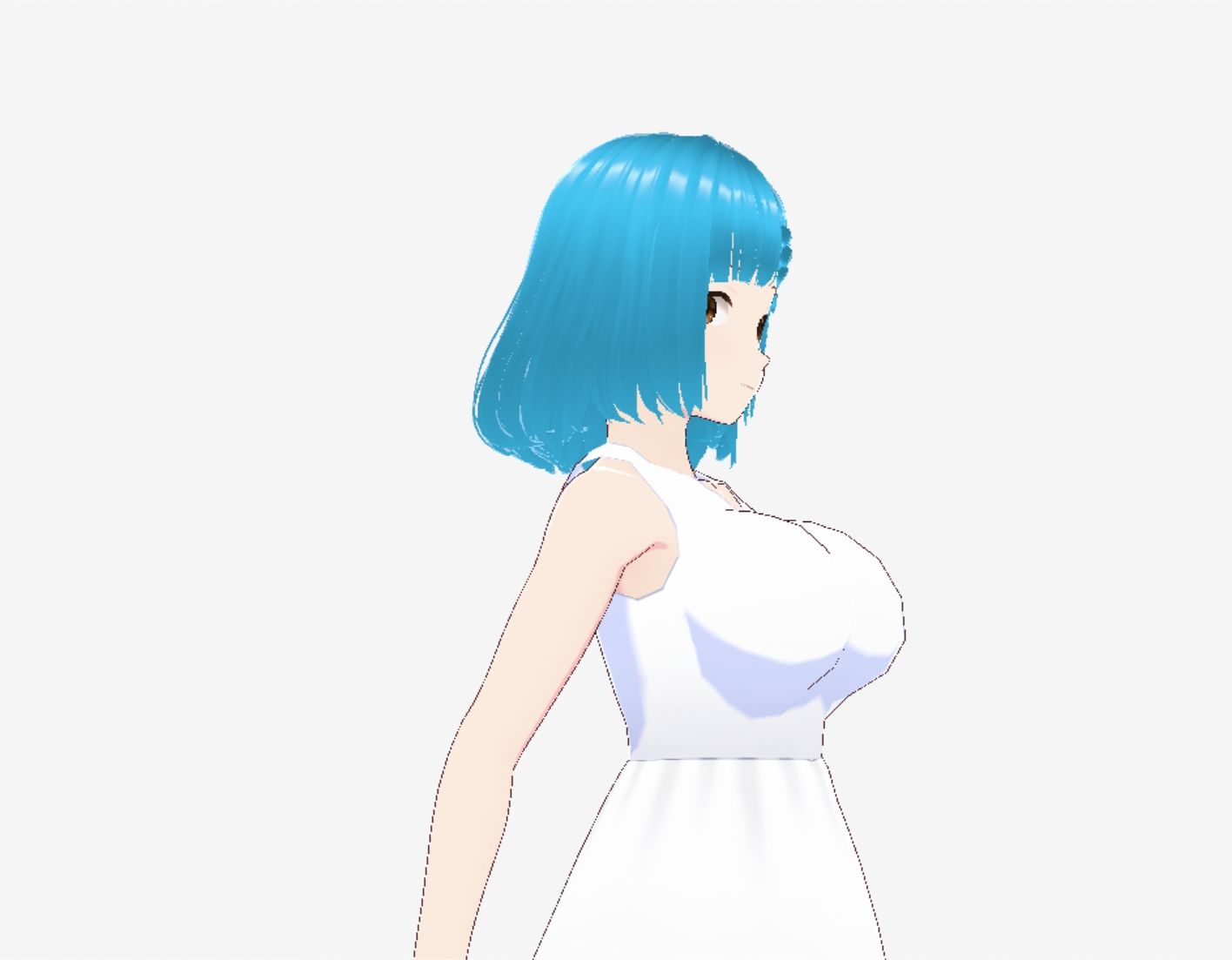白いワンピースにシアン色の髪の巨乳お姉さん（セリフなし  3DCGモデル  イラスト集） サンプル1ページ目