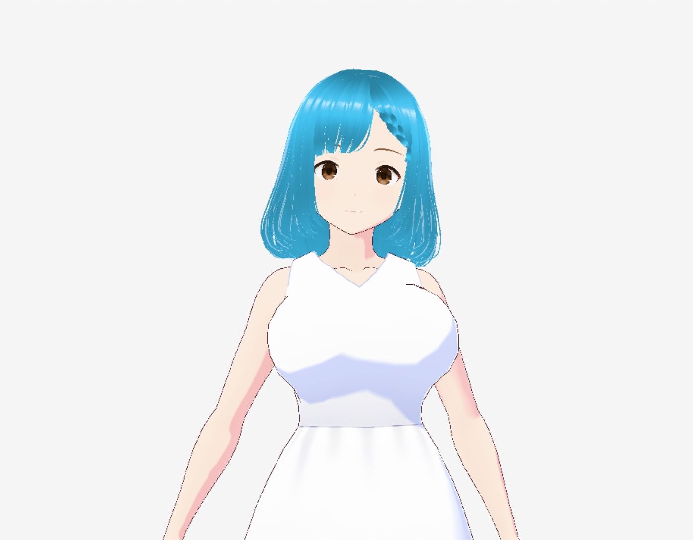 白いワンピースにシアン色の髪の巨乳お姉さん（セリフなし  3DCGモデル  イラスト集） サンプル2ページ目