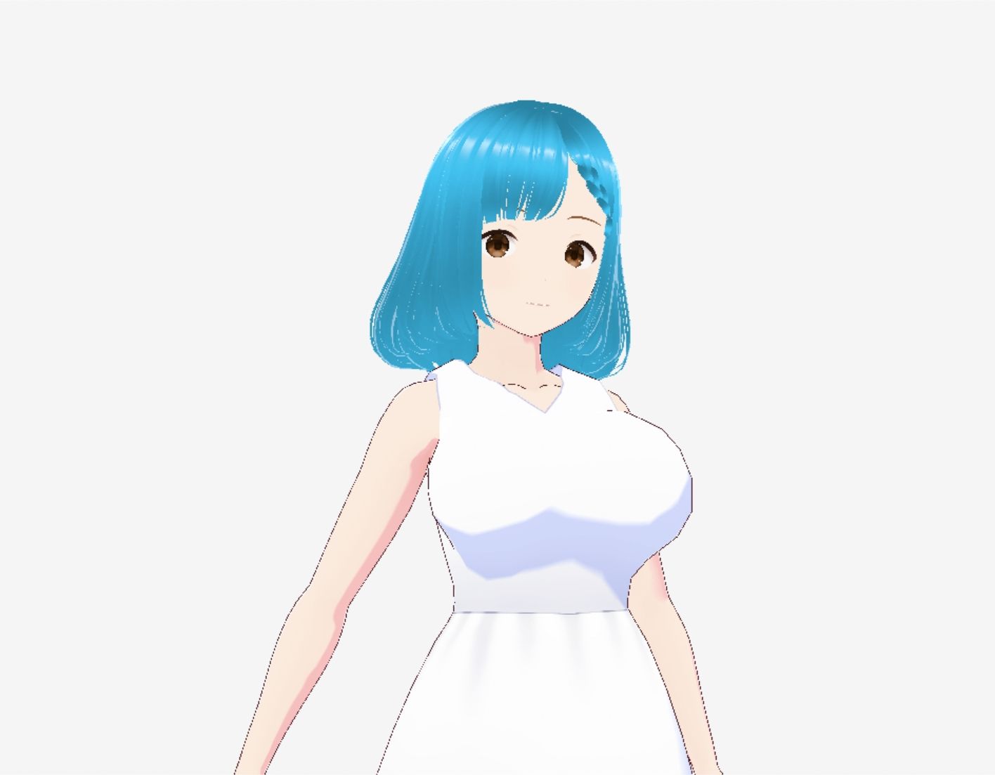 白いワンピースにシアン色の髪の巨乳お姉さん（セリフなし  3DCGモデル  イラスト集） サンプル3ページ目