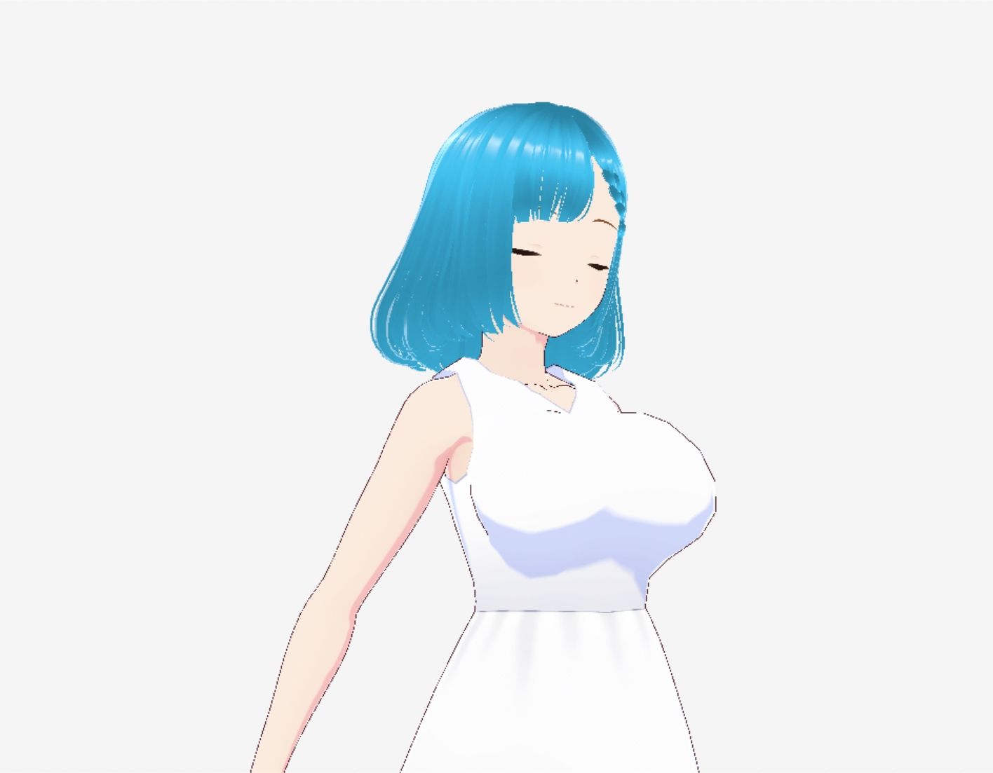 白いワンピースにシアン色の髪の巨乳お姉さん（セリフなし  3DCGモデル  イラスト集） サンプル4ページ目