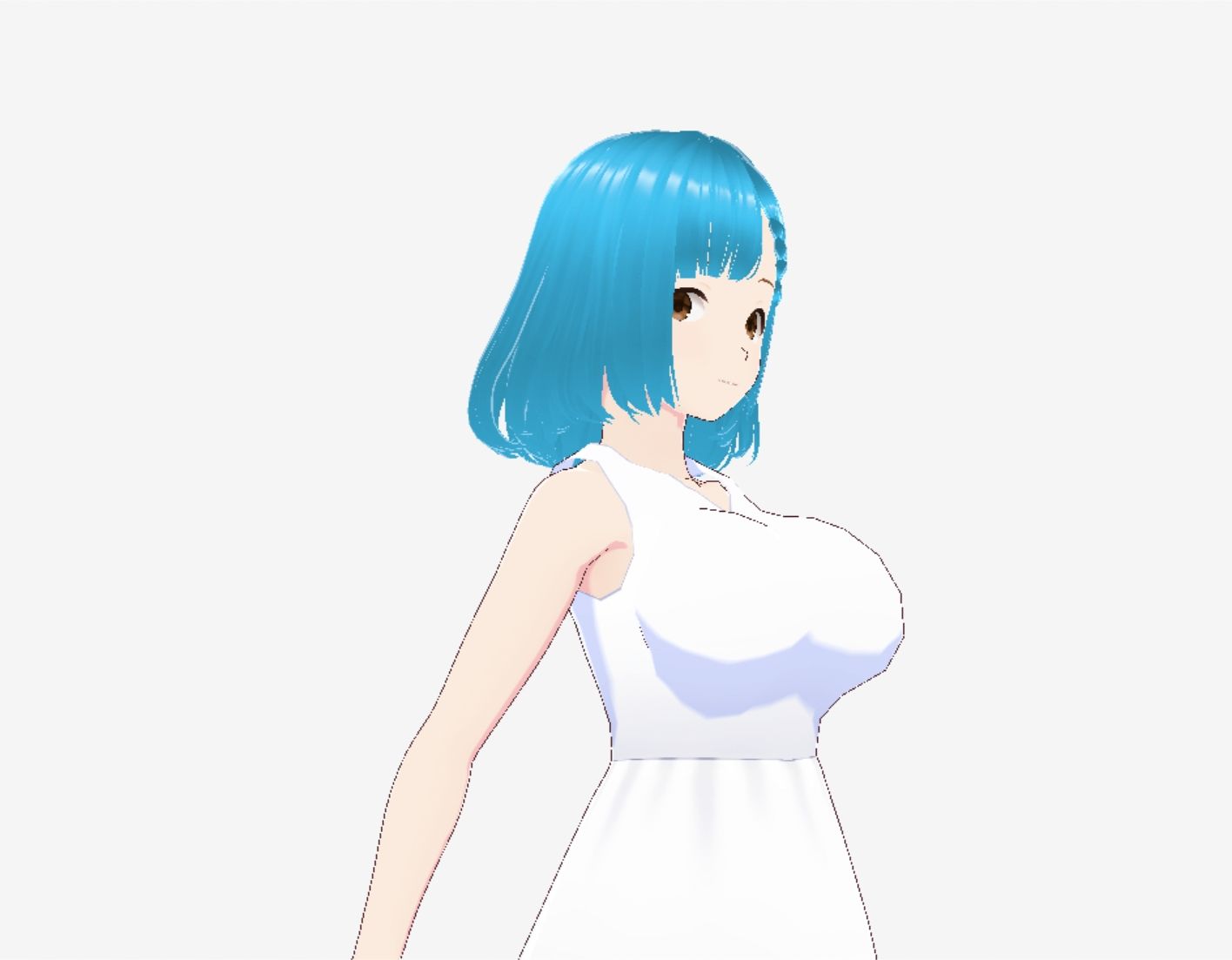 白いワンピースにシアン色の髪の巨乳お姉さん（セリフなし  3DCGモデル  イラスト集） サンプル5ページ目