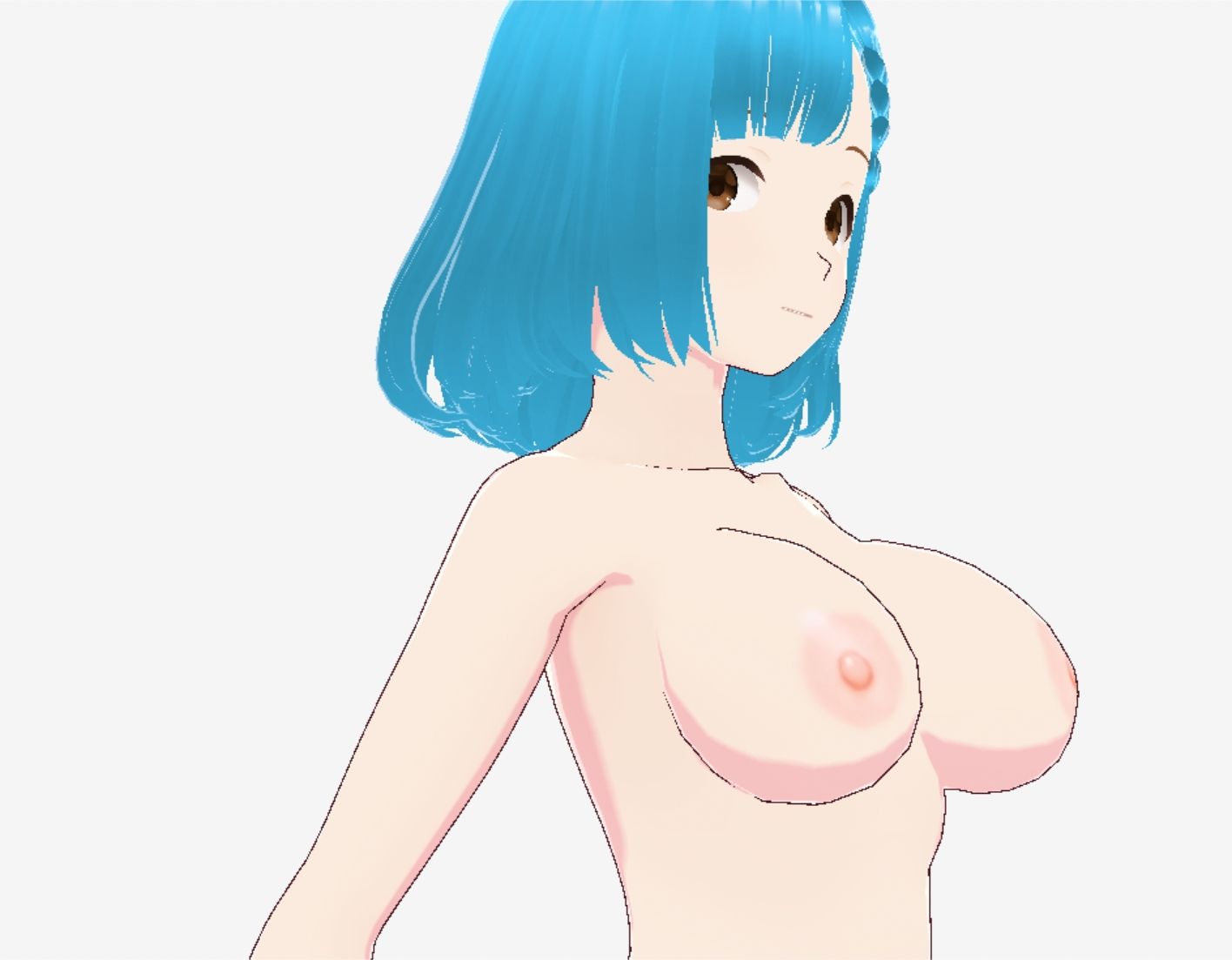 白いワンピースにシアン色の髪の巨乳お姉さん（セリフなし  3DCGモデル  イラスト集） サンプル8ページ目