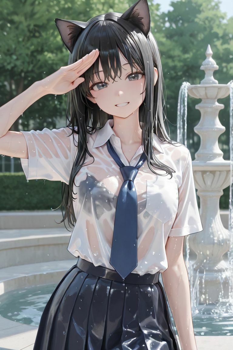猫耳JKと噴水で サンプル3ページ目