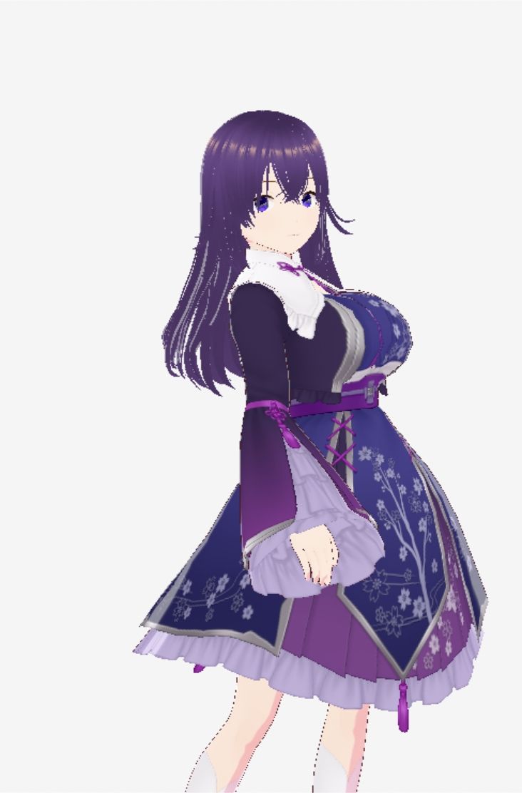 和柄の洋風ドレスの巨乳美女（セリフなし  3DCGモデル  イラスト集） サンプル2ページ目