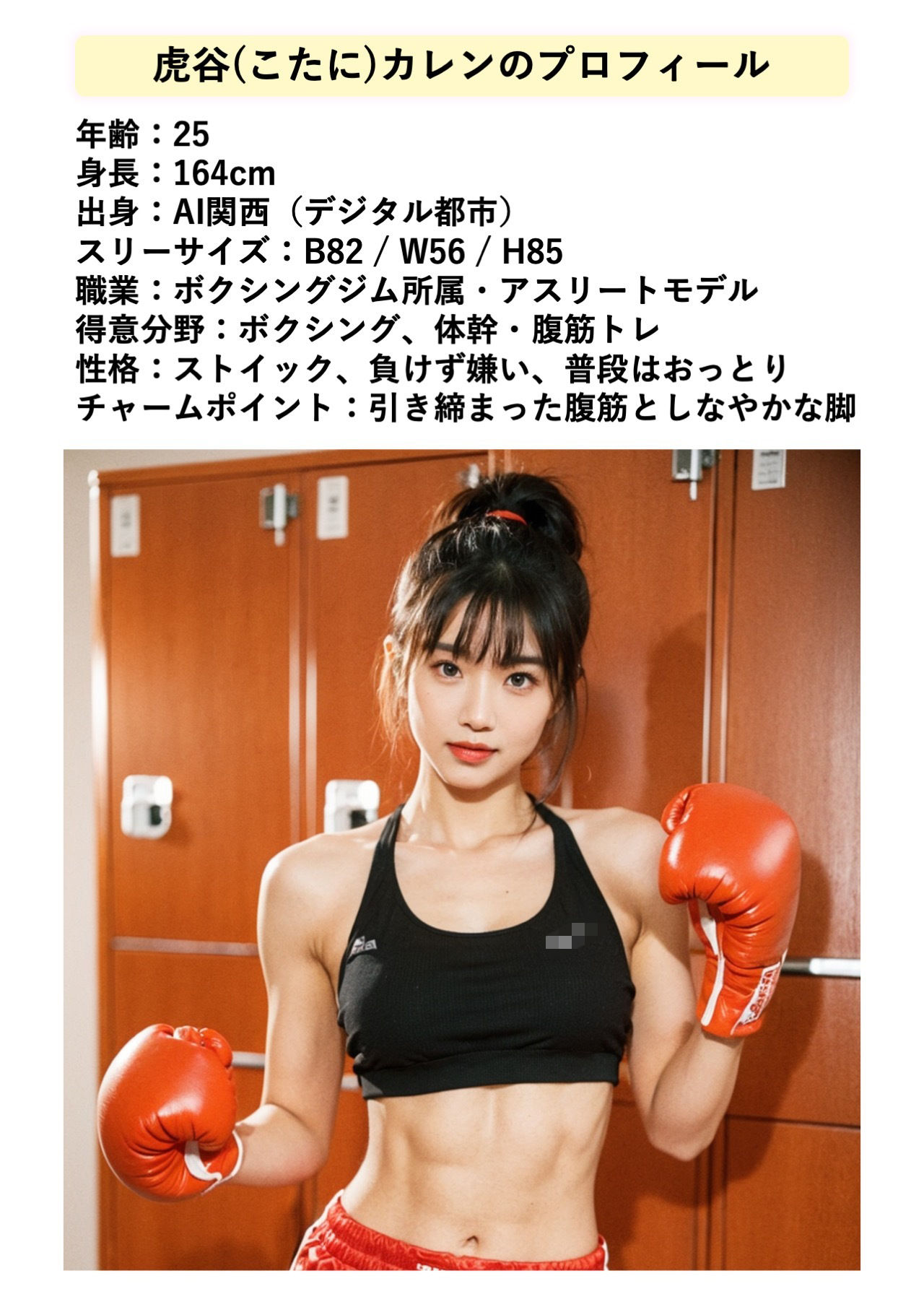 AIモデル  虎谷カレン  拳闘姫伝 サンプル2ページ目