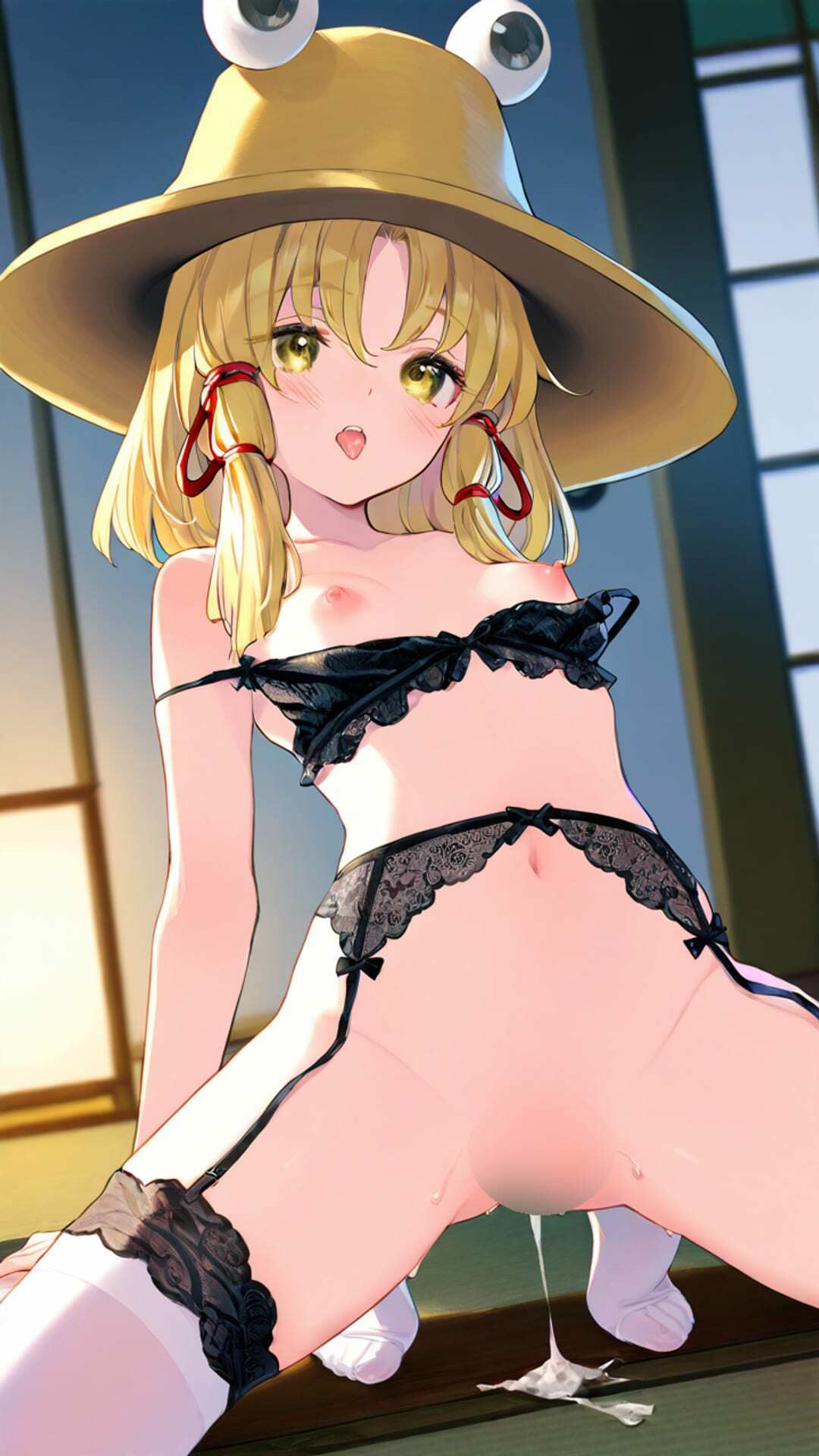 東方Project  洩矢諏訪子  黒レース下着エロイラスト集 サンプル4ページ目