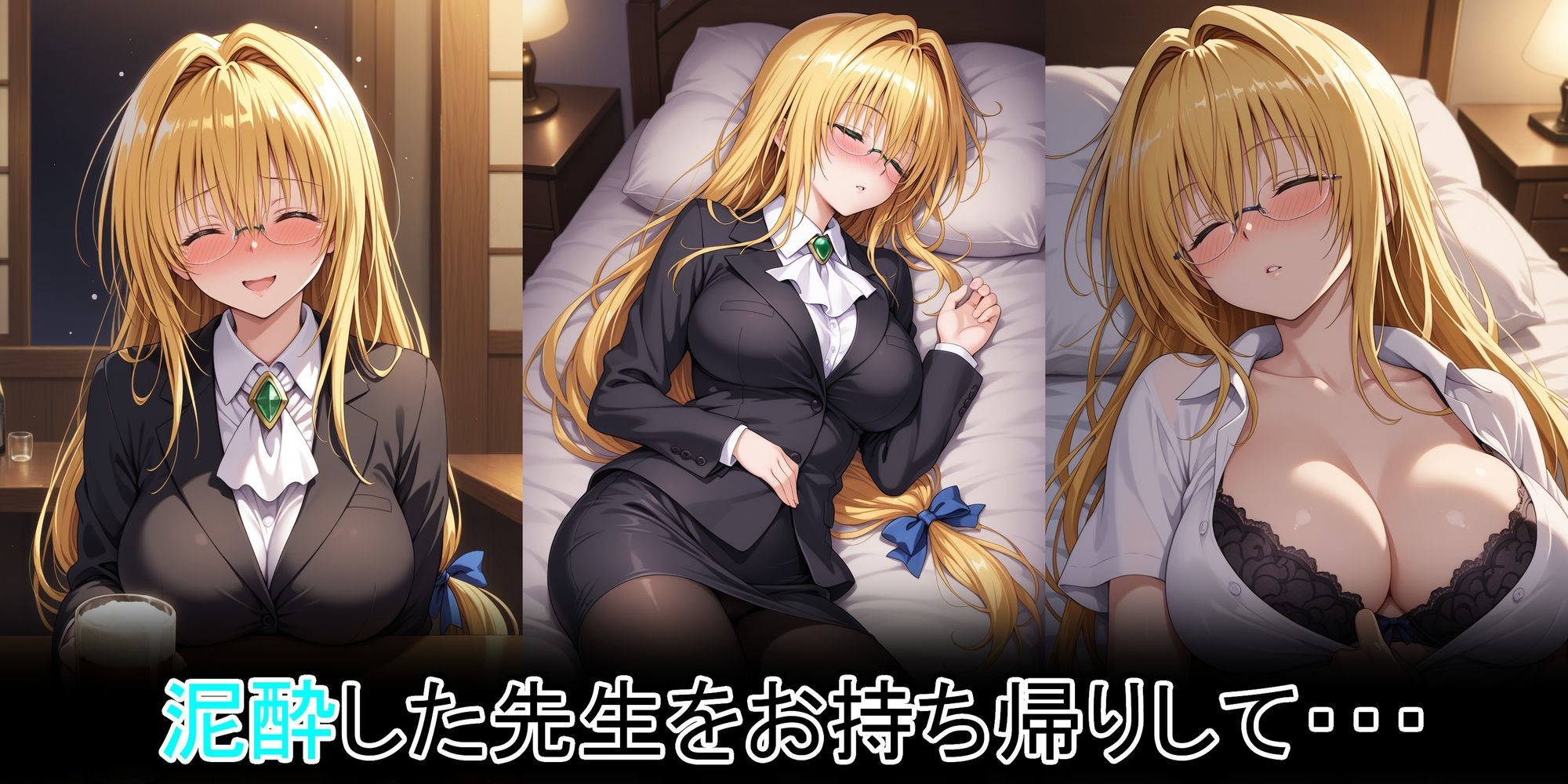 泥●した金髪巨乳眼鏡ドジっ子先生をお持ち帰り サンプル1ページ目