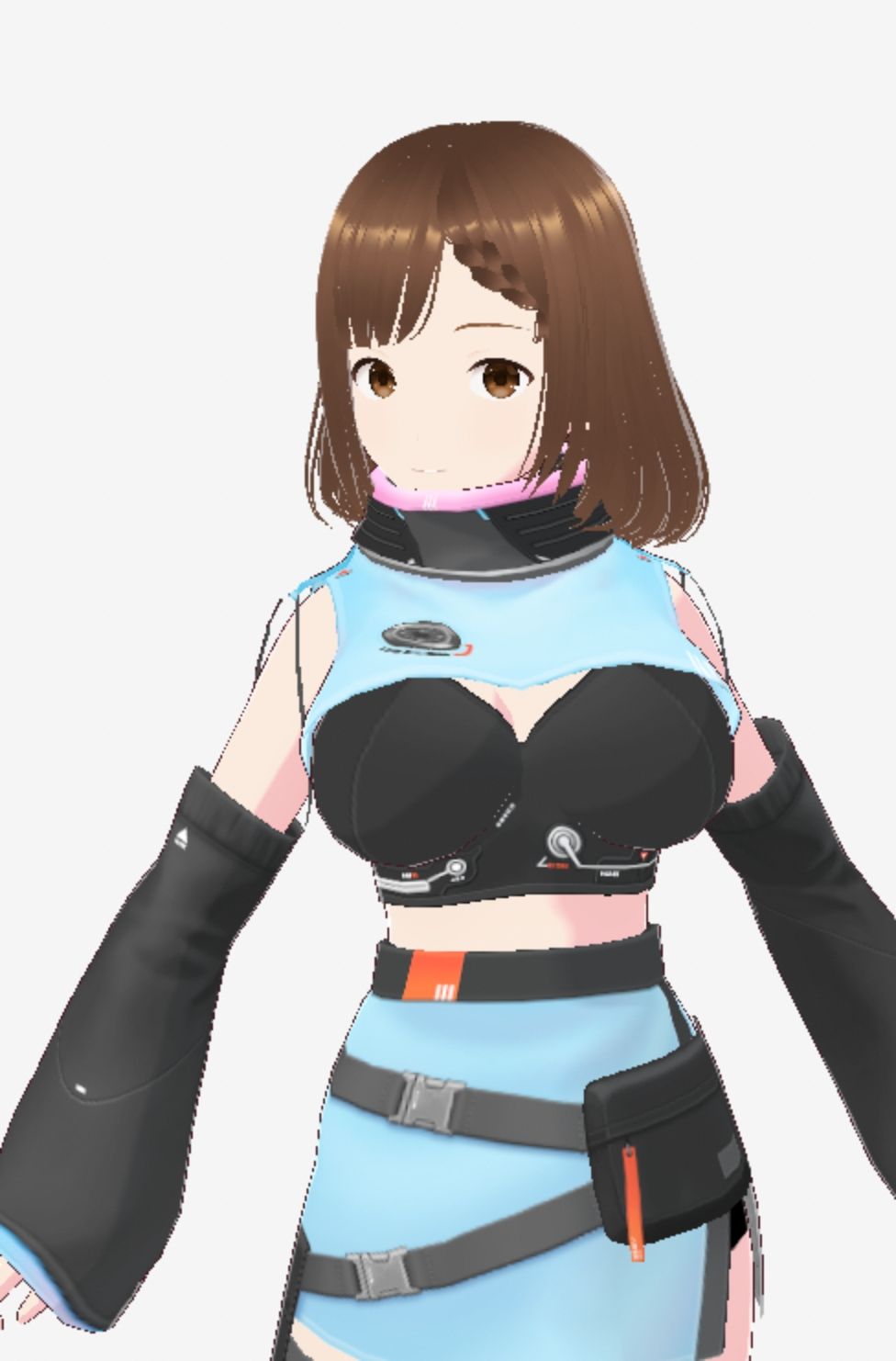 未来から来たような水色の服の巨乳のお姉さん（セリフなし 3DCGモデル イラスト集） サンプル2ページ目