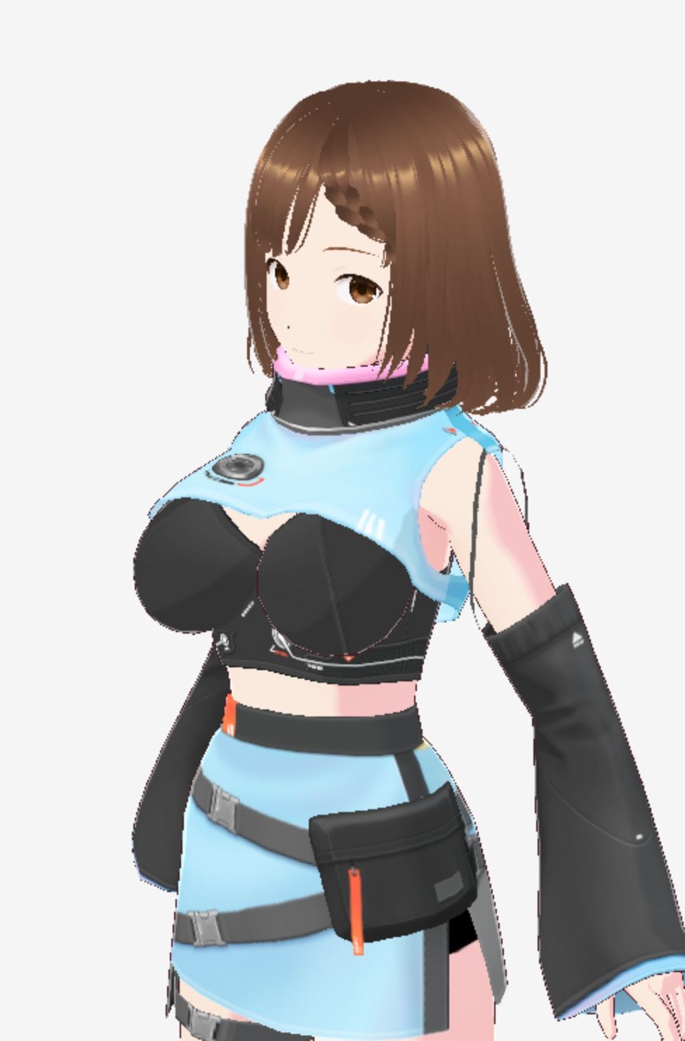 未来から来たような水色の服の巨乳のお姉さん（セリフなし 3DCGモデル イラスト集） サンプル3ページ目