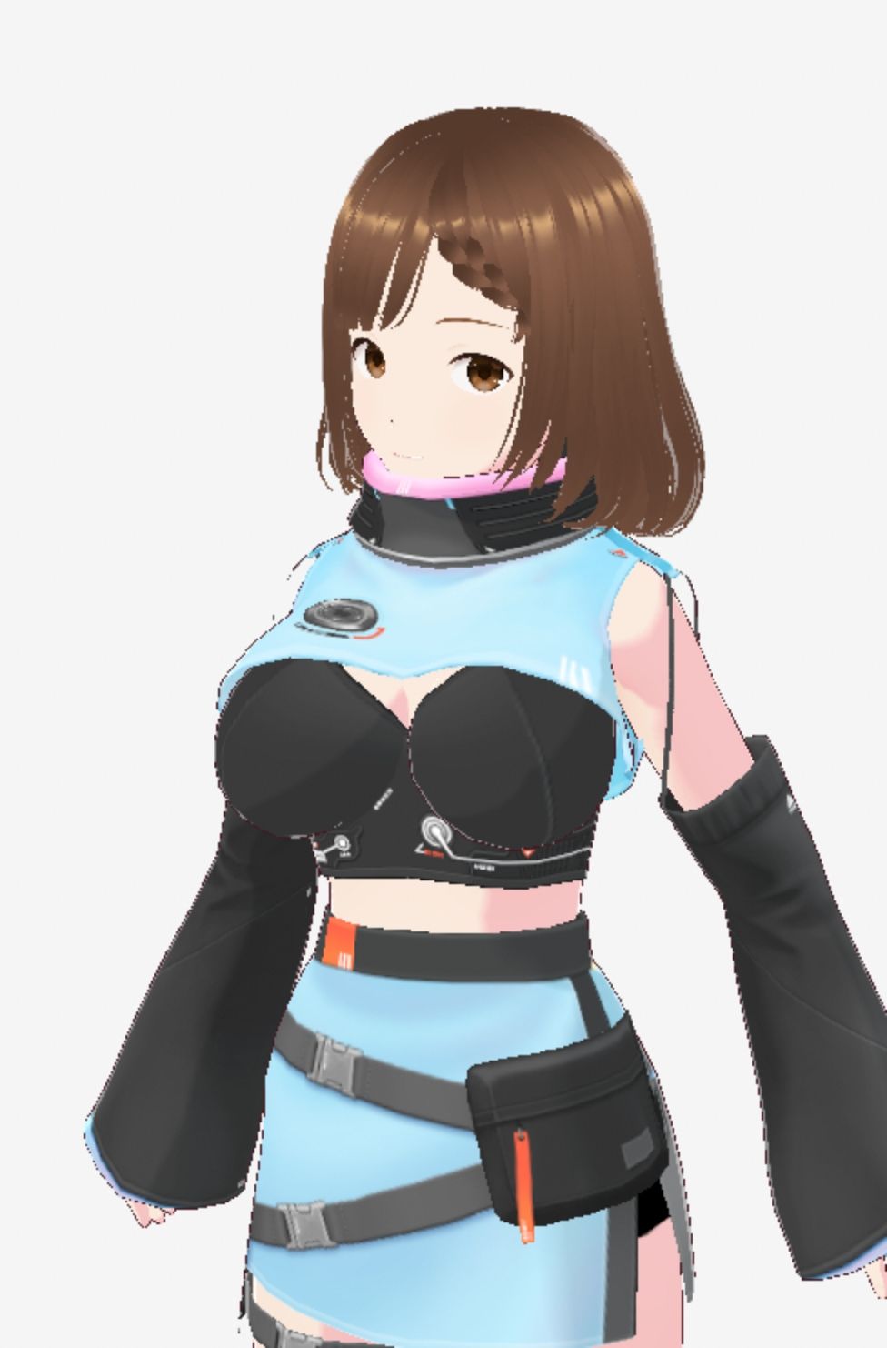 未来から来たような水色の服の巨乳のお姉さん（セリフなし 3DCGモデル イラスト集） サンプル4ページ目