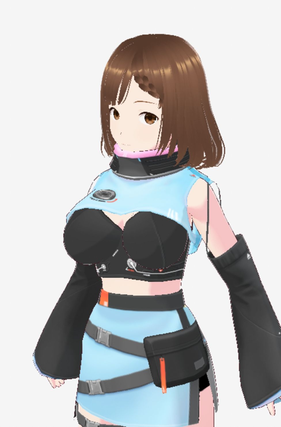 未来から来たような水色の服の巨乳のお姉さん（セリフなし 3DCGモデル イラスト集） サンプル5ページ目