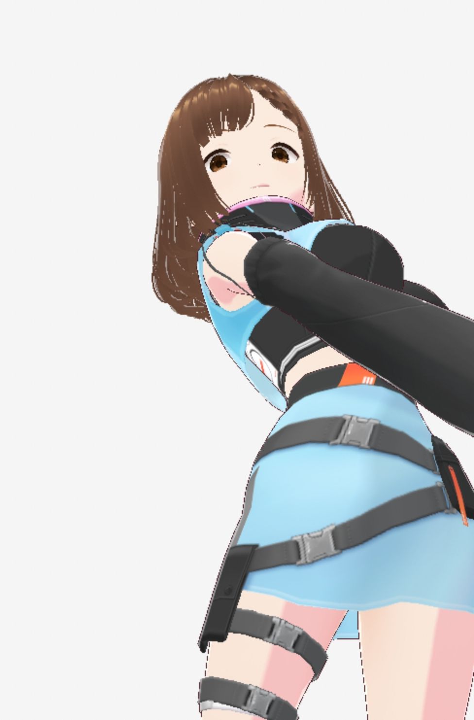 未来から来たような水色の服の巨乳のお姉さん（セリフなし 3DCGモデル イラスト集） サンプル6ページ目
