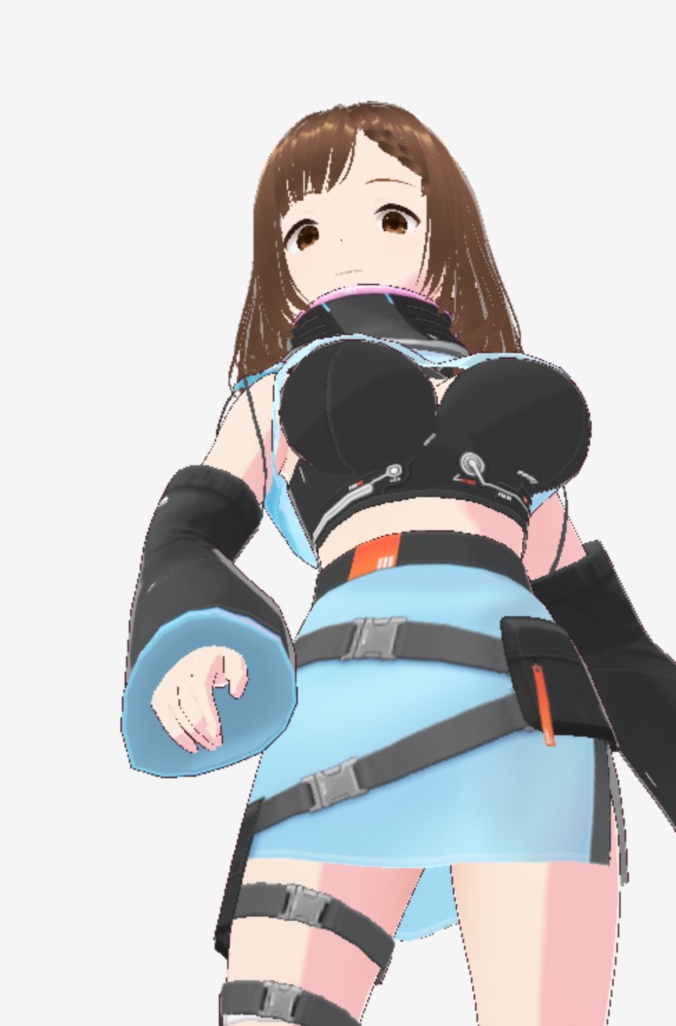 未来から来たような水色の服の巨乳のお姉さん（セリフなし 3DCGモデル イラスト集） サンプル8ページ目