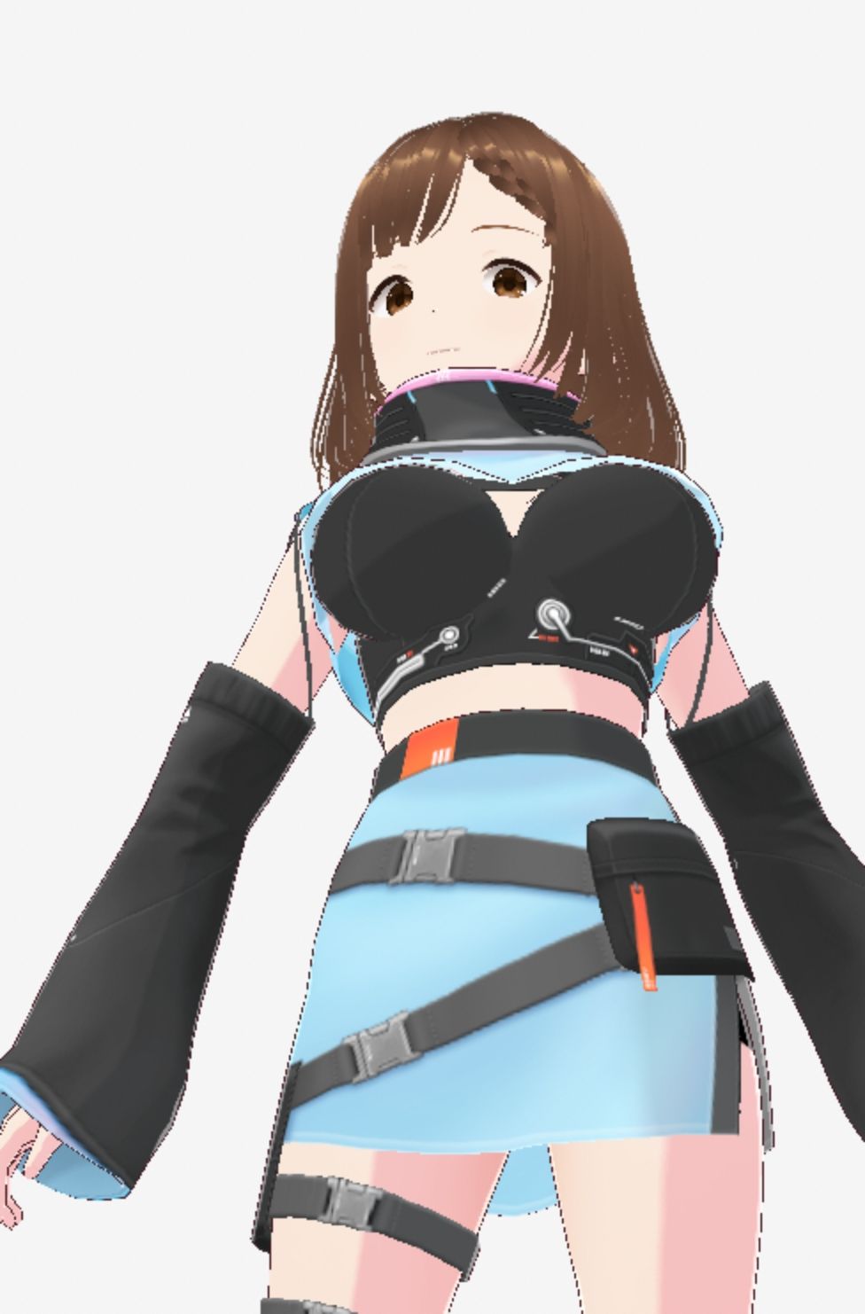 未来から来たような水色の服の巨乳のお姉さん（セリフなし 3DCGモデル イラスト集） サンプル9ページ目