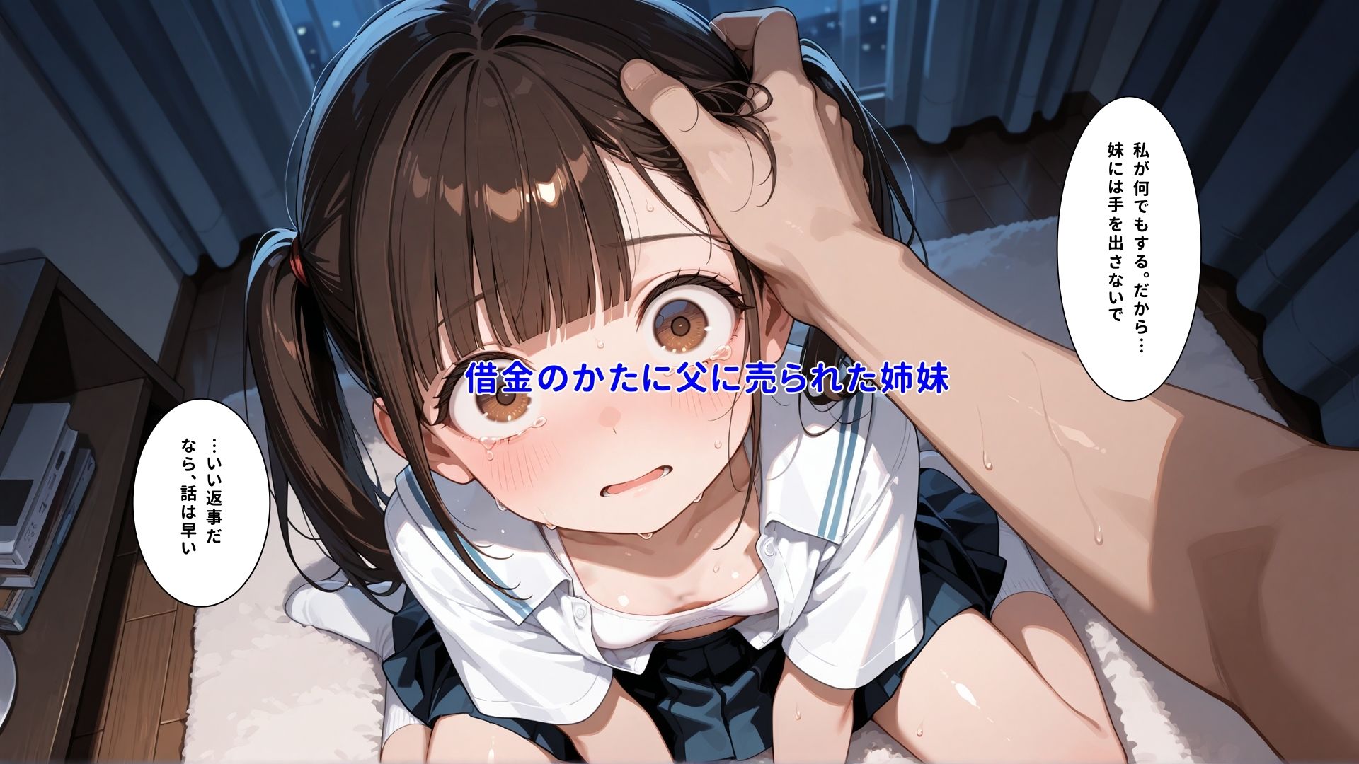 父親の借金の「利子」として徴収され妹の分まで全身を男たちに弄ばれて何回イってもやめてもらえない女の子 サンプル5ページ目