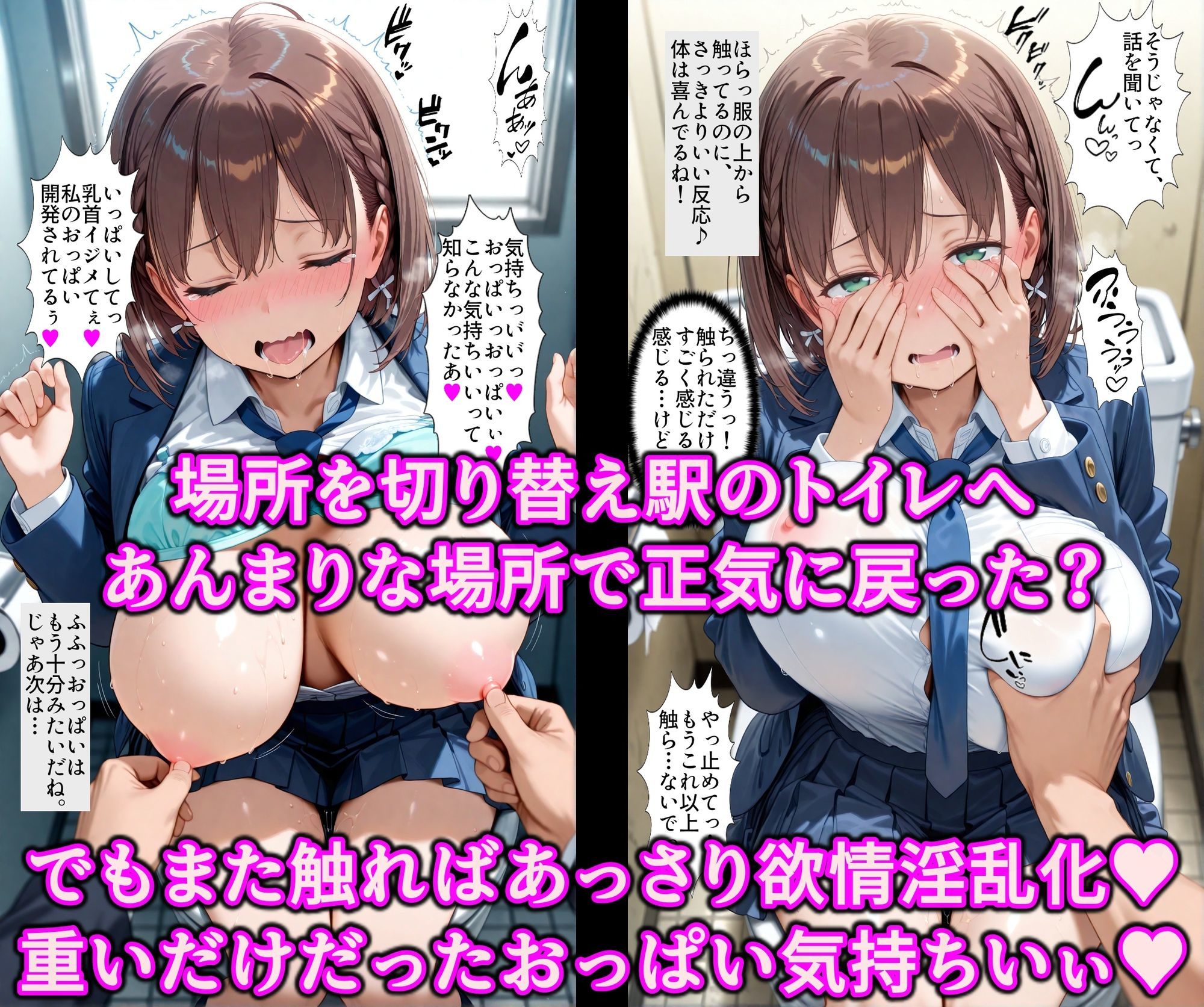 お兄さんから爆乳女子をNTR！！媚薬タッチでたわわJ系を快楽堕ち！！チンポ中毒のドスケベ痴女に淫乱調教 サンプル4ページ目