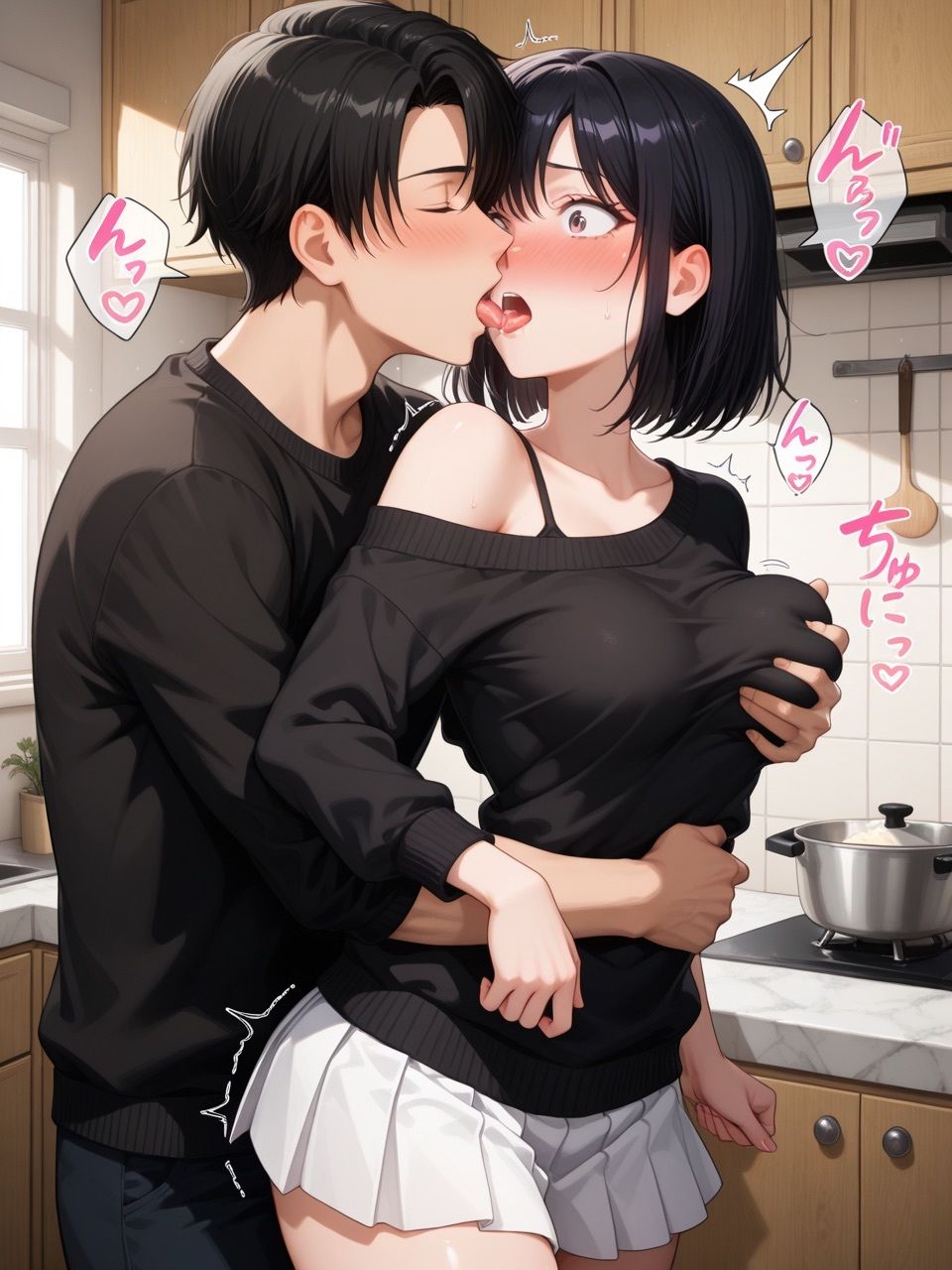 【淫キャの過激な性生活！ case1 ミキ】女子大生がキッチンでオフショルニットのまま料理もしないで犯りまくる本 サンプル2ページ目
