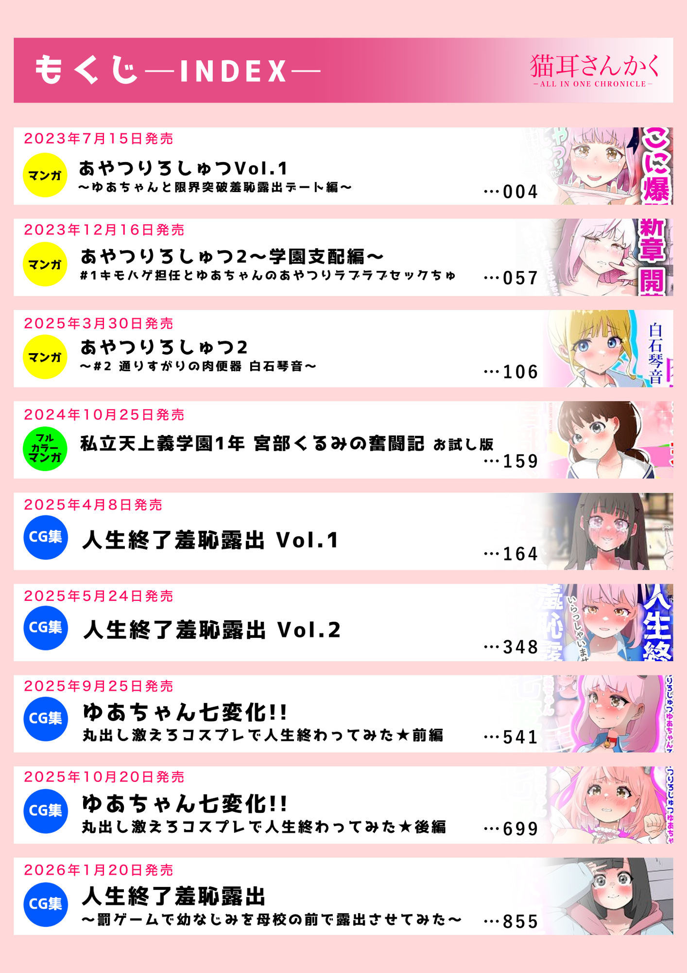 猫耳さんかく ALL IN ONE CHRONICLE〜羞恥・露出・催●総集編〜 サンプル1ページ目