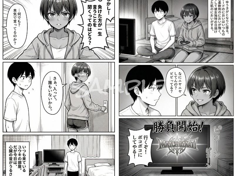 ゲームで敗北した短髪で日焼けのアイツが、罰ゲーム中に俺の異変に気づいて…お口で反撃フィニッシュ。──最後の涙の訳は…。 サンプル2ページ目