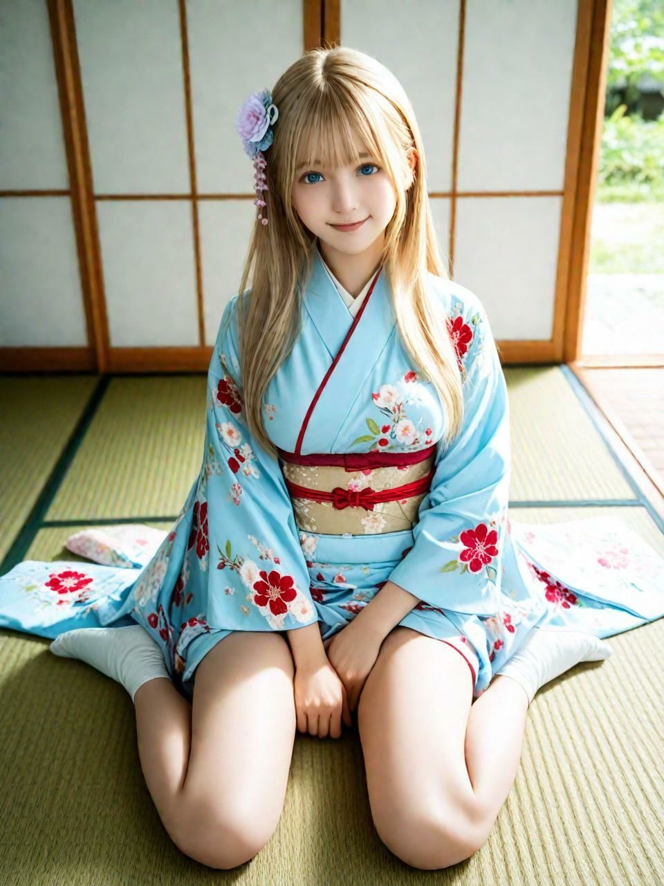 金髪着物巨乳（487枚）【実写系AI超リアルCG集ult】 サンプル1ページ目