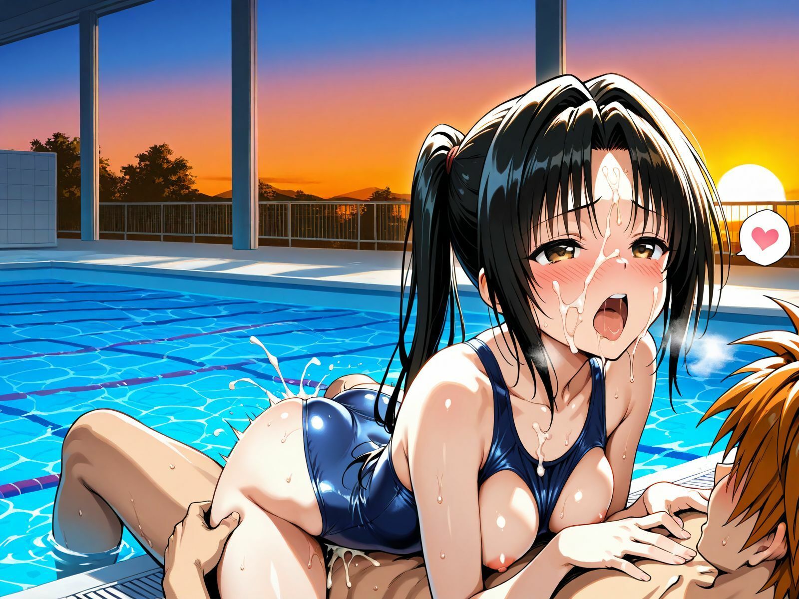 【ボイス作品TLHR1、TLHR2対応】【アクシデン To LOVE】【学生服、裸、スク水】黒髪ポニテロングクーデレ先輩（実はドスケベ）先輩女学生八条凛子ちゃんとラブラブエッチ【CG集TLHR1】 サンプル9ページ目