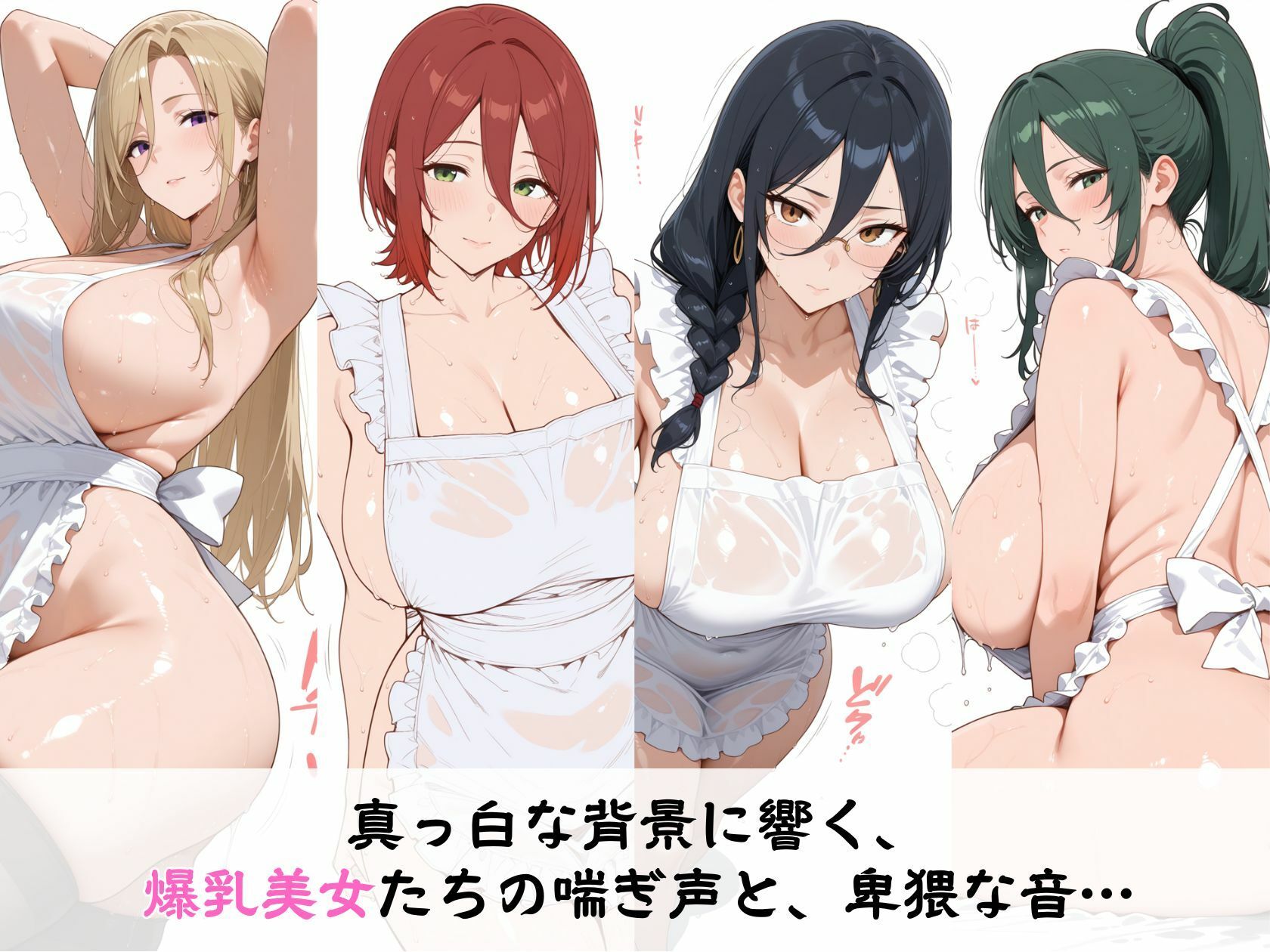 逆にエロい白背景 爆乳人妻 のえっちな擬音がよく聞こえる本 裸エプロン編 サンプル1ページ目