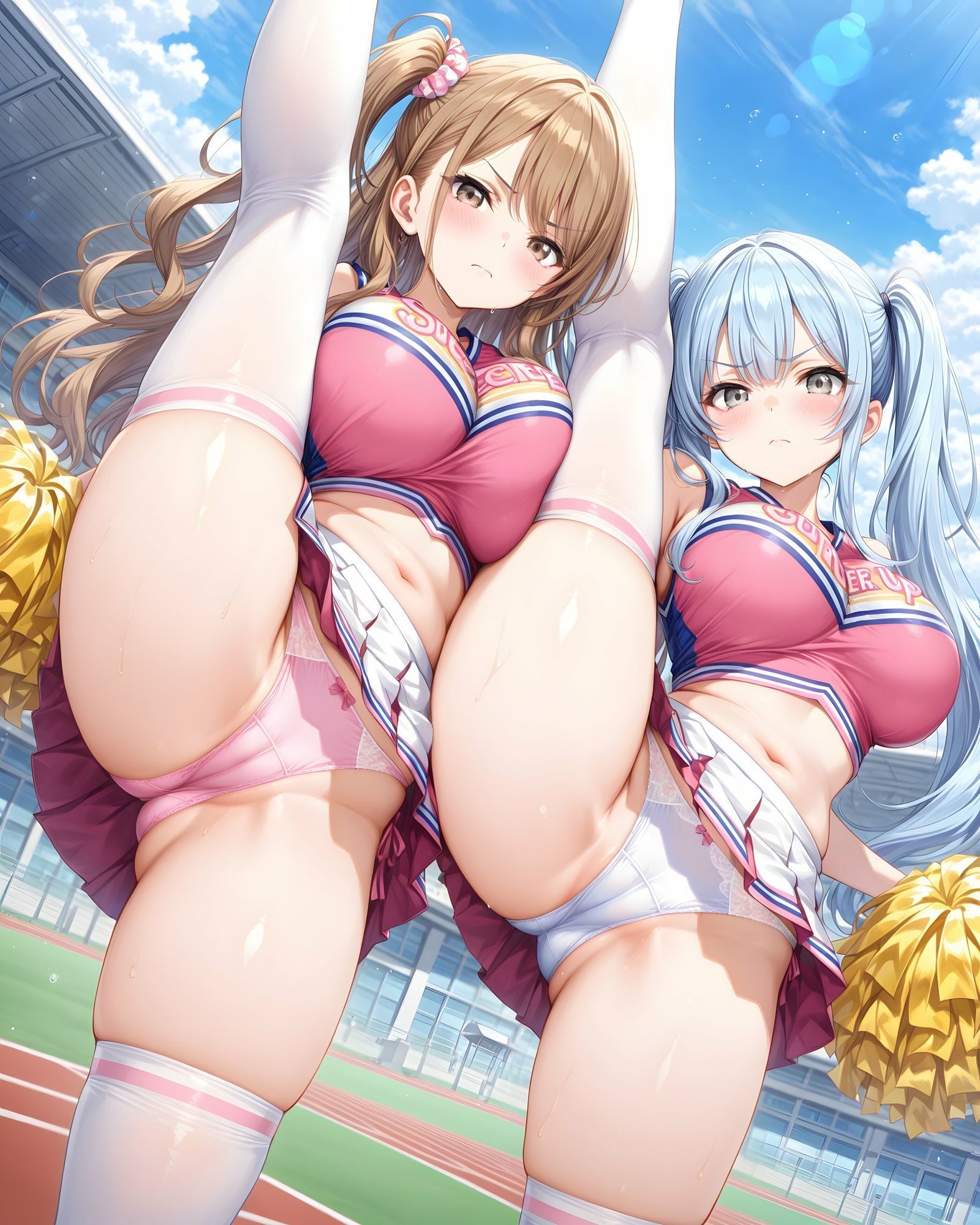超ミニスカチア部〜パンツ丸見えのチアガール達にセクハラしたり、ぶっかけたり、チ〇ポのお世話してもらうイラスト集〜 サンプル4ページ目